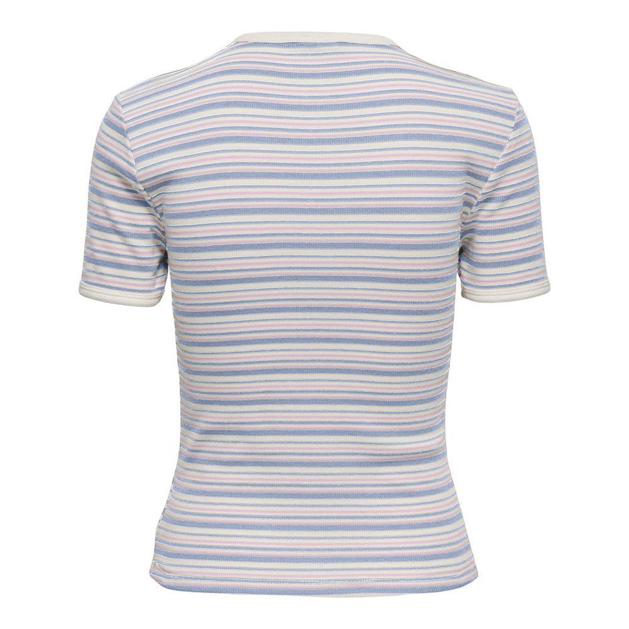 Voir la diapositive 2 : JACQUELINE DE YONG T-Shirt Blanc/Bleu Femme JDY Lada
