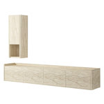 Habitat et Jardin Meuble TV avec étagère murale en bois  Sema  - 160 x 30 x 35 cm - Travertin