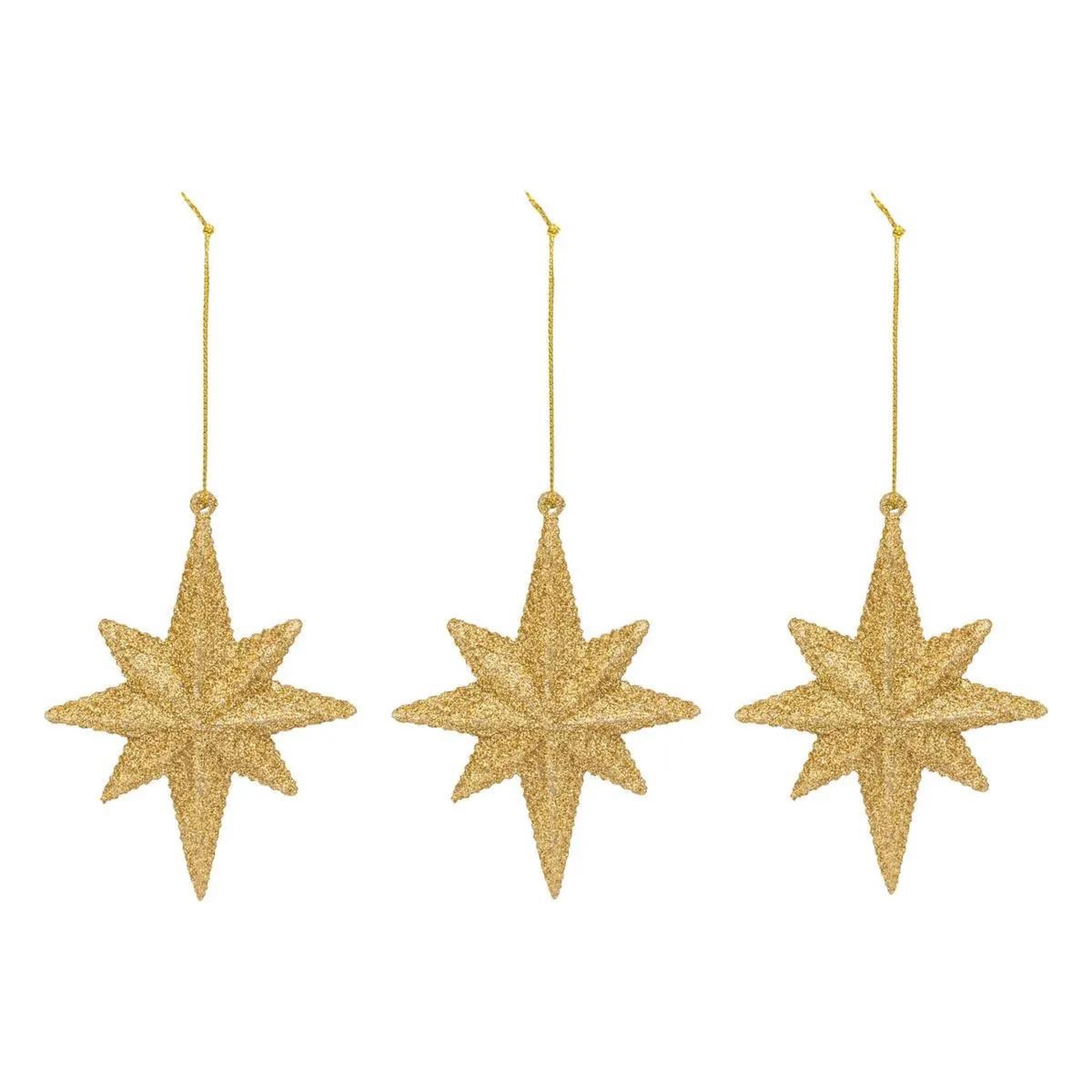 ATMOSPHERA Lot de 3 sujets de noël  étoile polaire  12cm doré