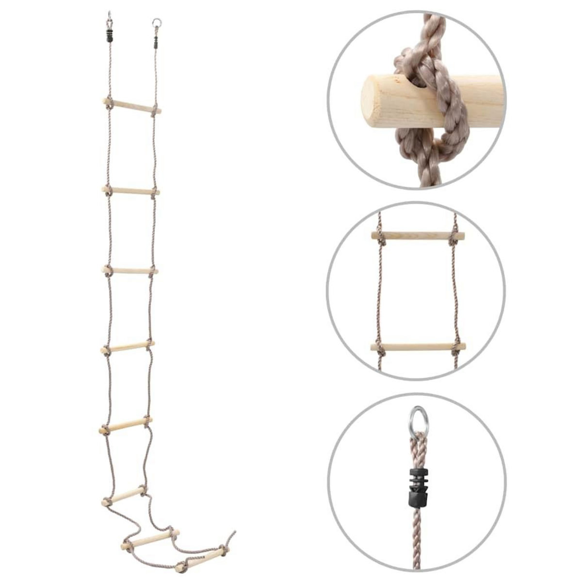 VIDAXL Echelle de corde pour enfants 290 cm Bois