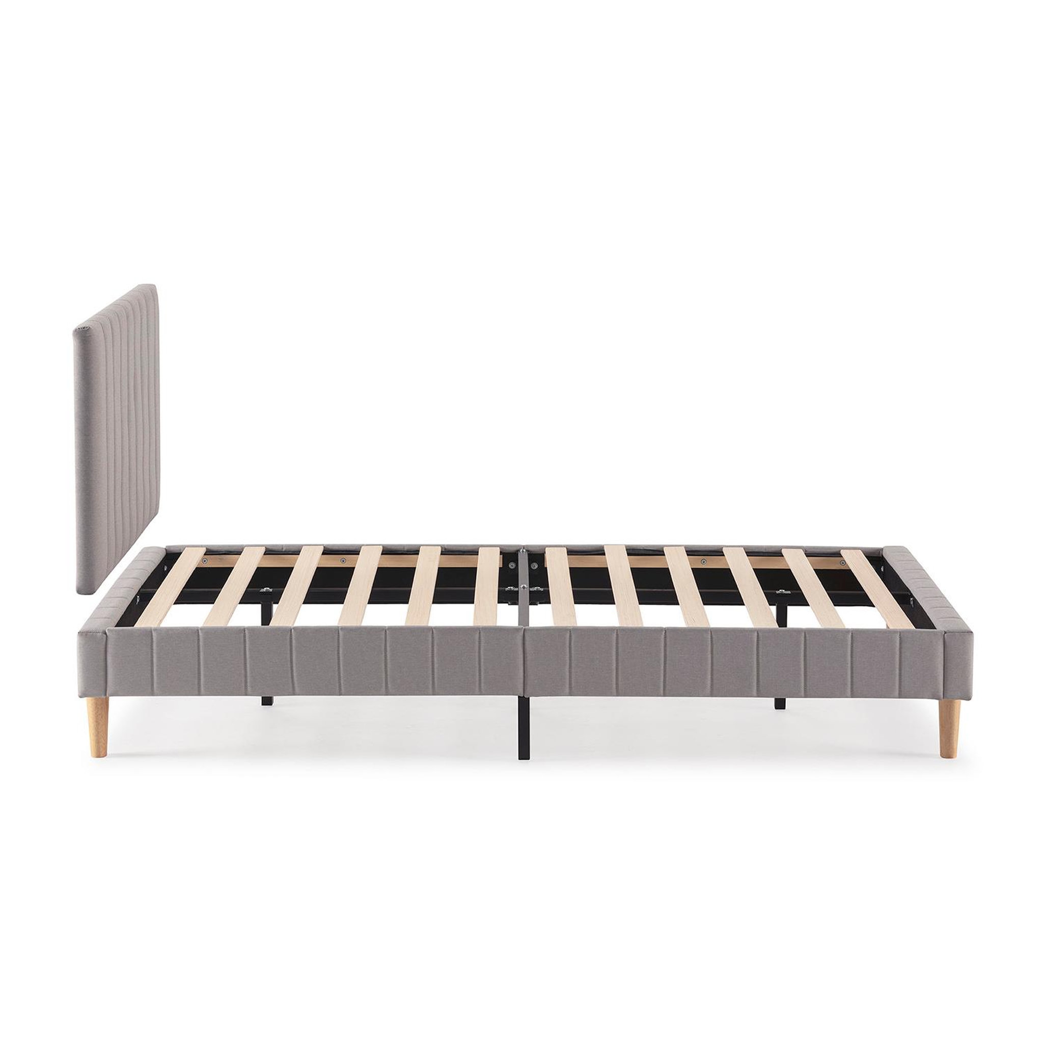 Voir la diapositive 4 : VS VENTA-STOCK Sommier + tête de lit Eris 90x190 cm Gris clair