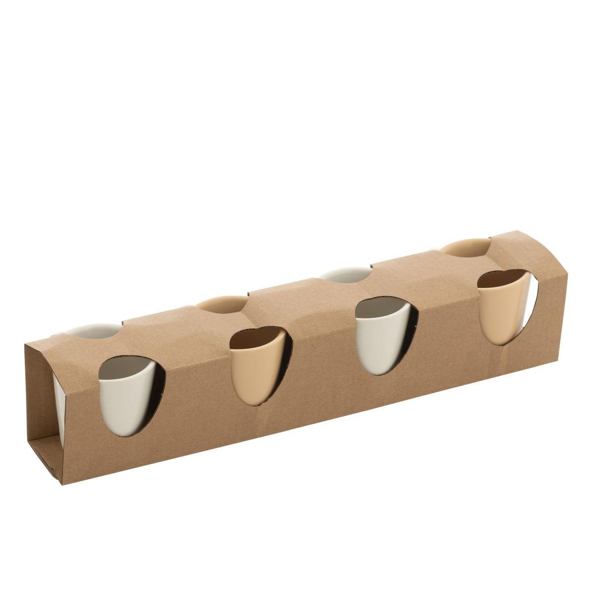 Voir la diapositive 5 : J-LINE Lot de 4 tasses  avery  22cl crème & blanc