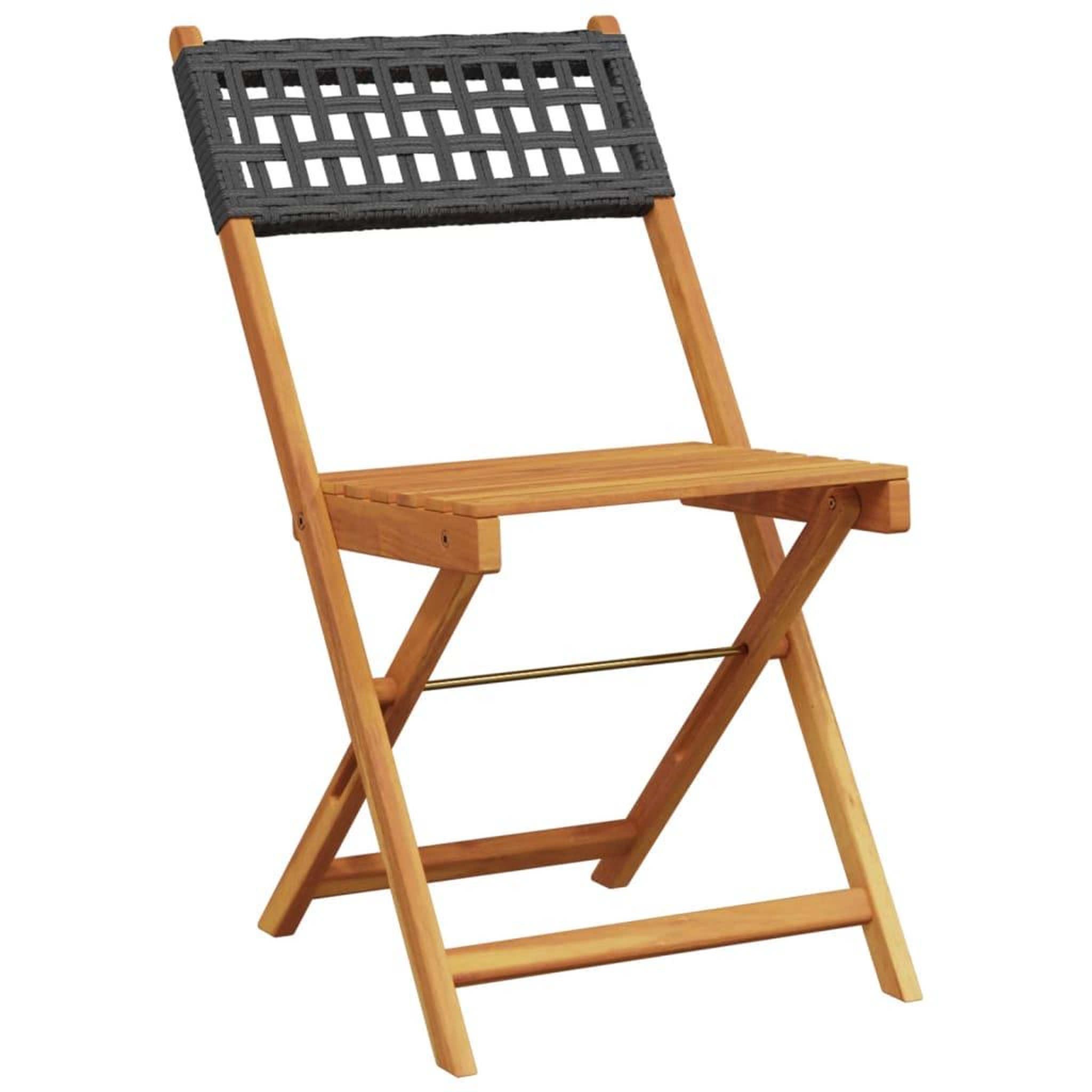 Voir la diapositive 3 : VIDAXL Chaises de jardin pliantes lot de 4 noir poly rotin bois massif