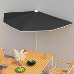 VIDAXL Demi-parasol de jardin avec mat 180x90 cm noir