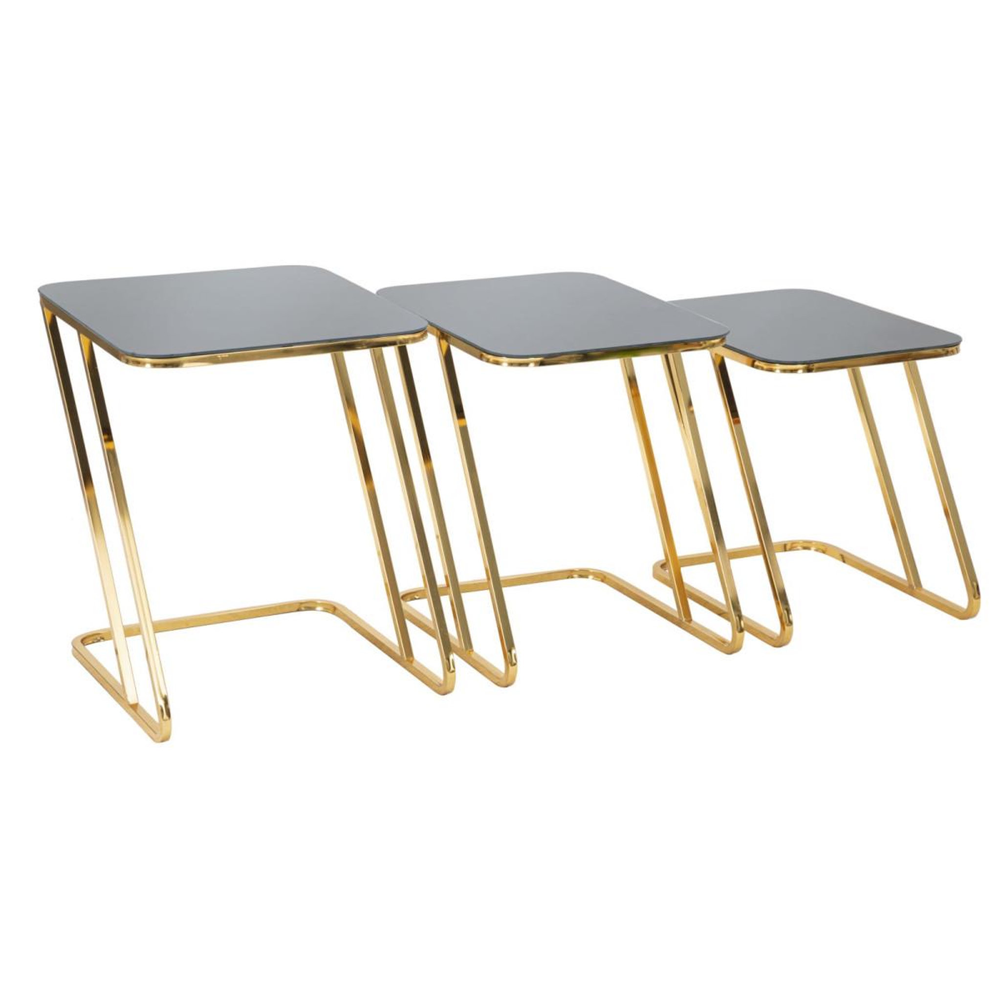 Paris Prix Lot de 3 tables d'appoint gigognes  simple  55cm noir & or