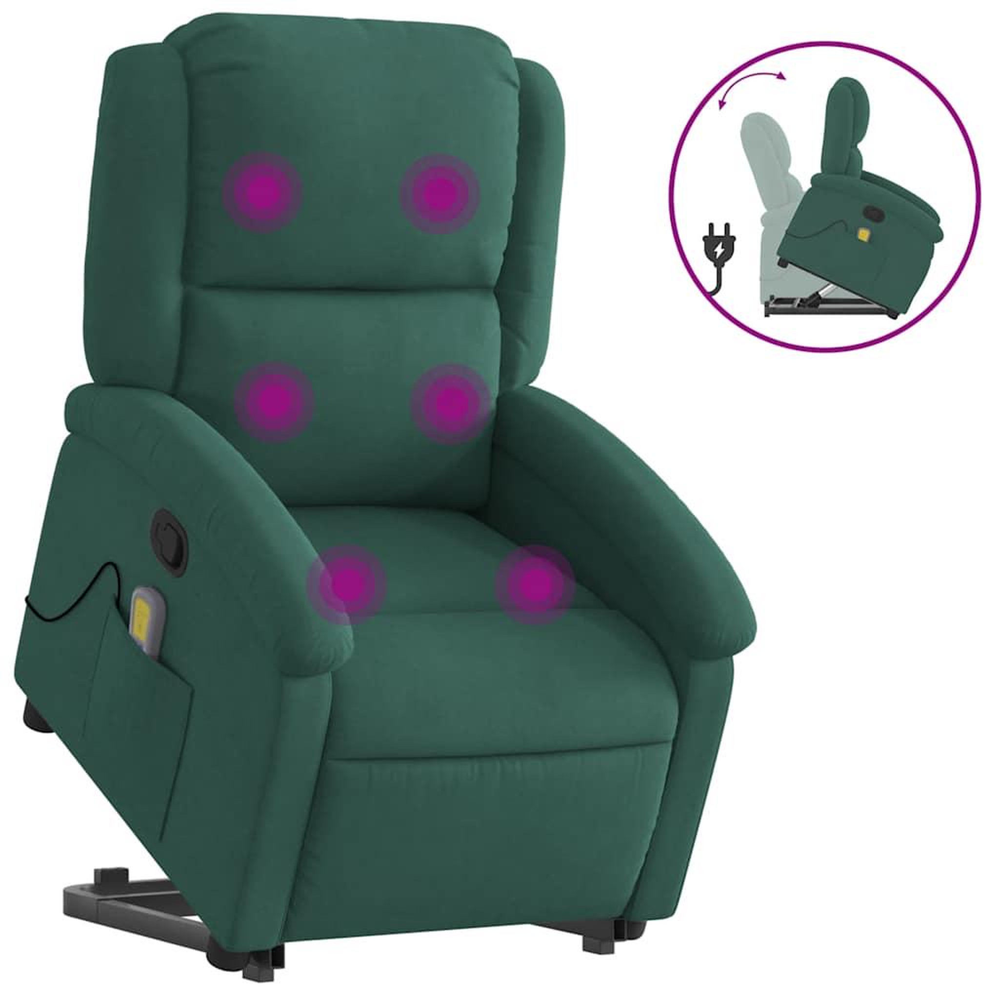Voir la diapositive 2 : VIDAXL Fauteuil de massage inclinable Vert fonce Velours