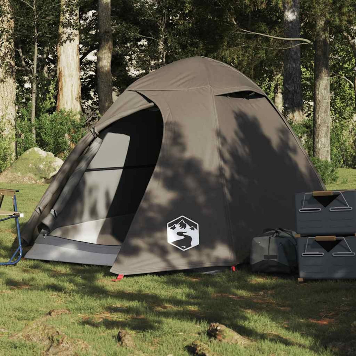 VIDAXL Tente de camping a dome 2 personne marron impermeable