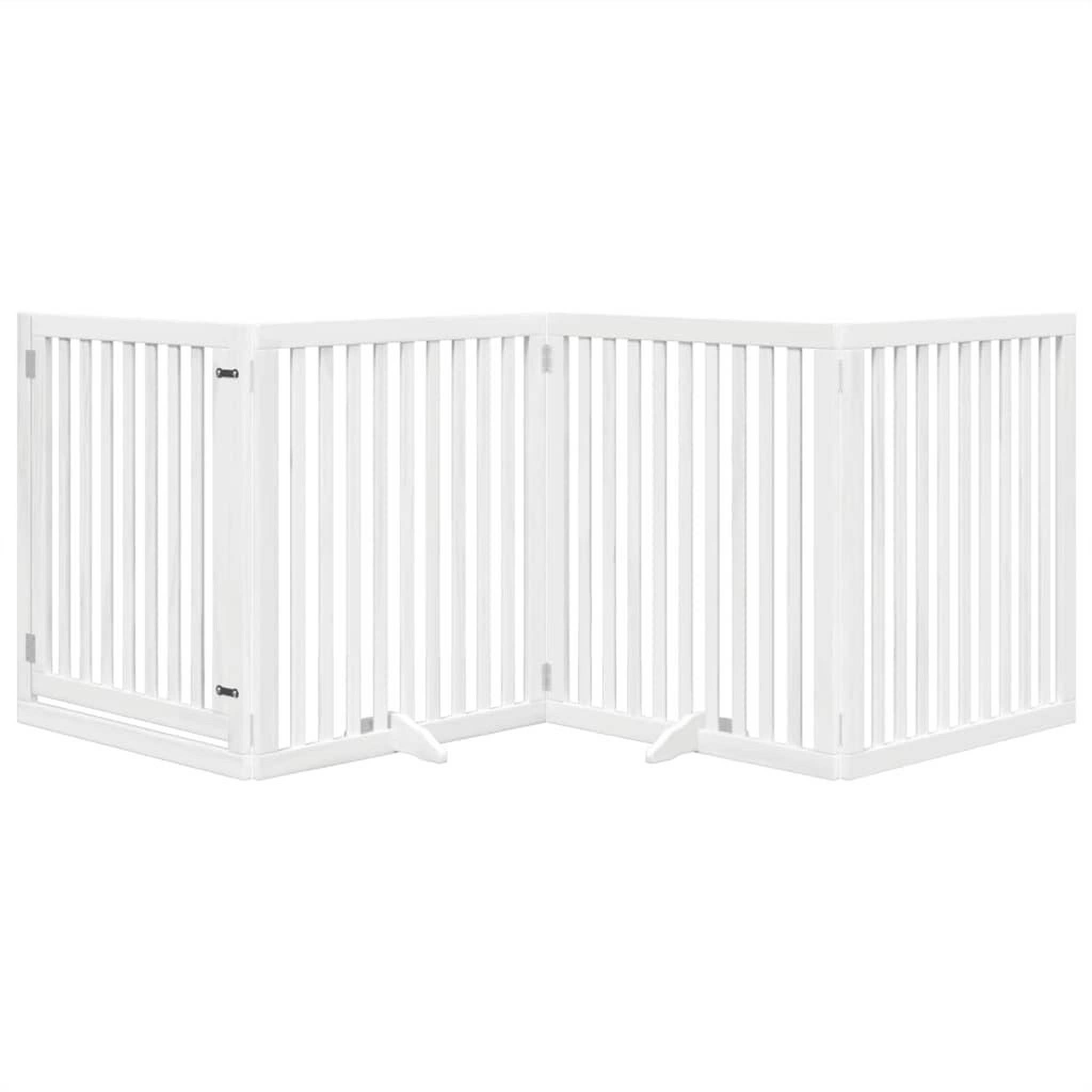 Voir la diapositive 3 : VIDAXL Barriere pour chiens et porte 4 panneaux blanc bois de peuplier