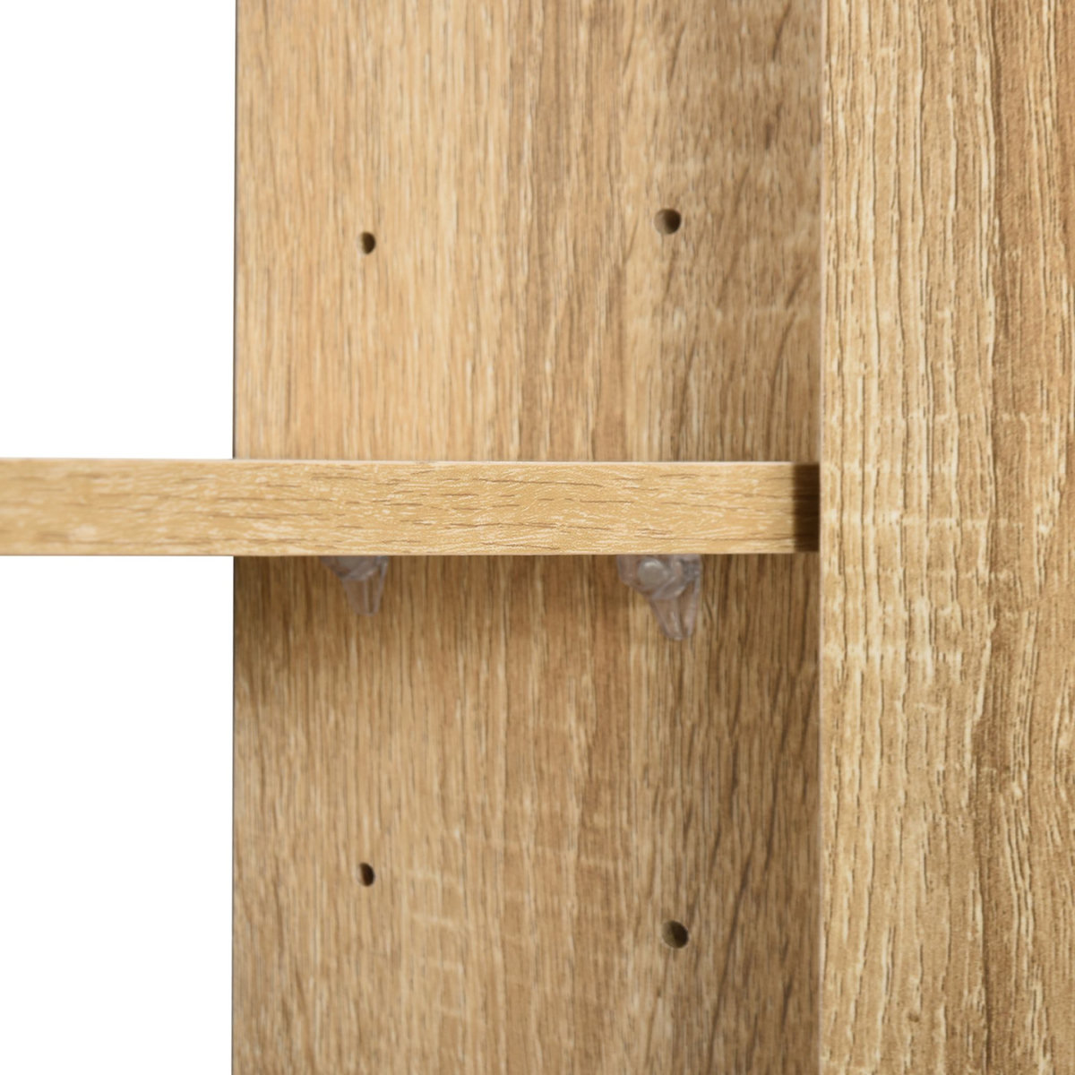 HOMCOM Armoire murale de rangement salle de bain avec porte miroir couleur bois de chêne dim. 60L x 15l x H76 cm