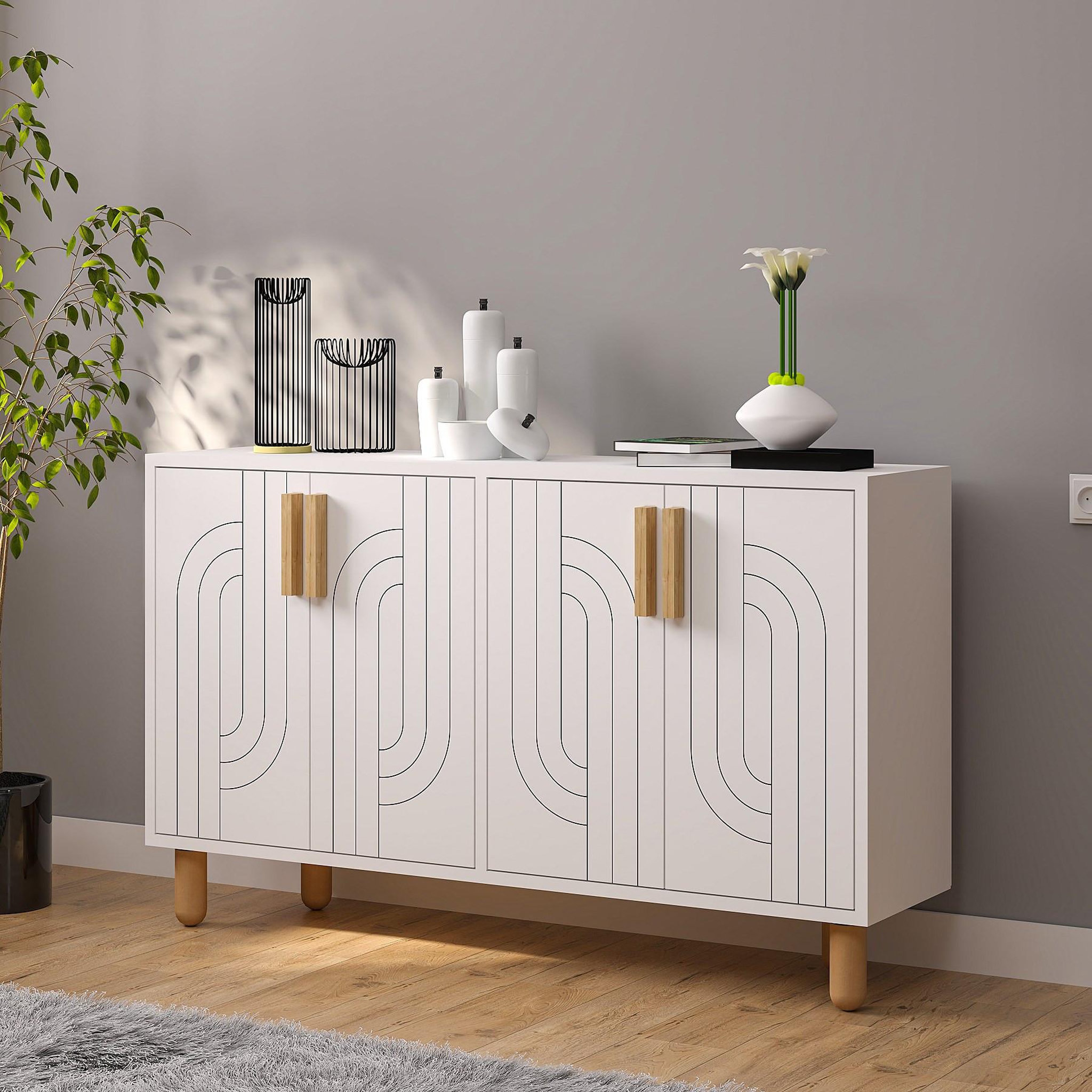 Voir la diapositive 3 : Habitat et Jardin Buffet en bois  rodney  - 120 x 29 x 73 cm - blanc