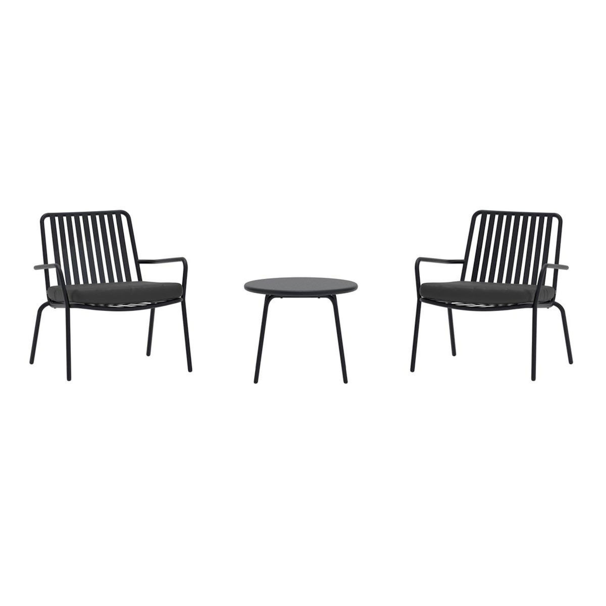 Paris Prix Salon de Jardin 3 Pièces  Mykonos  68cm Noir