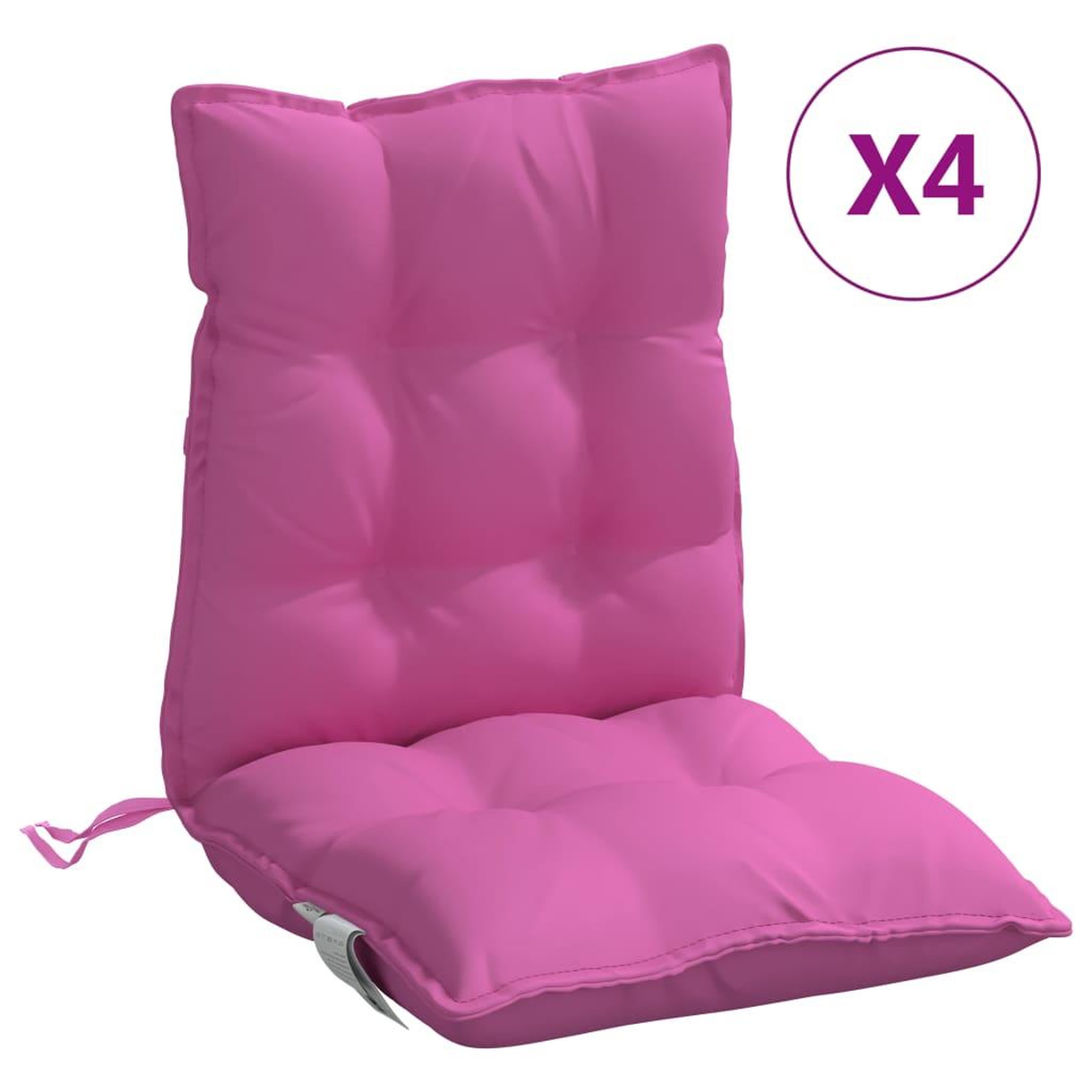 Voir la diapositive 2 : VIDAXL Coussins de chaise a dossier bas lot de 4 rose tissu oxford