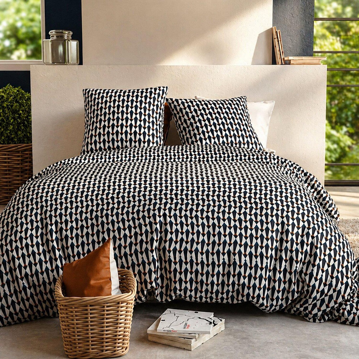 ATELIER DU COTON Parure de couette 100% coton 57fils - geo
