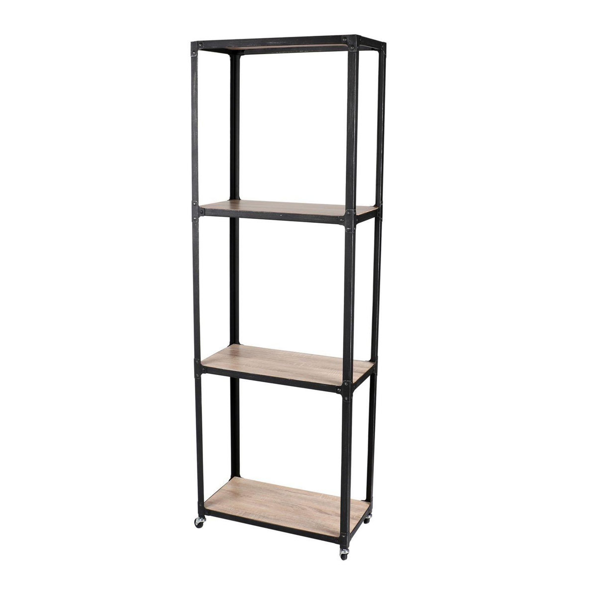 DIVERS Bibliothèque industrielle 4 Etagères Factory - 30 x H. 180 cm - Marron naturel
