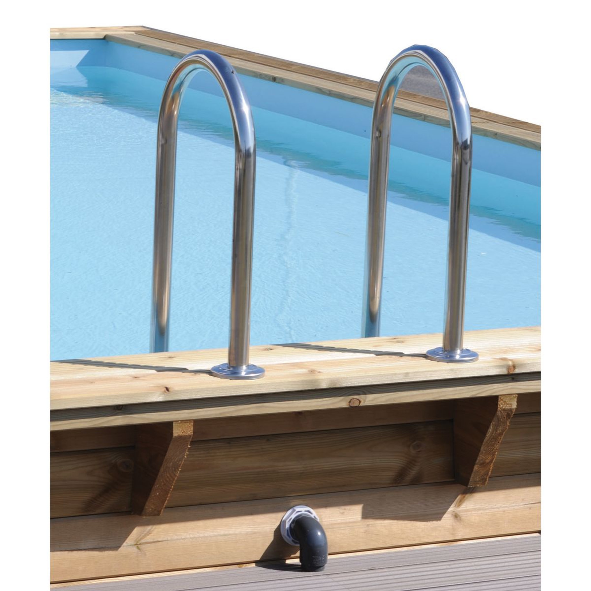 Voir la diapositive 5 : UBBINK Piscine hors sol bois rectangulaire - 350x650x140cm -  Liner Beige- LINEA