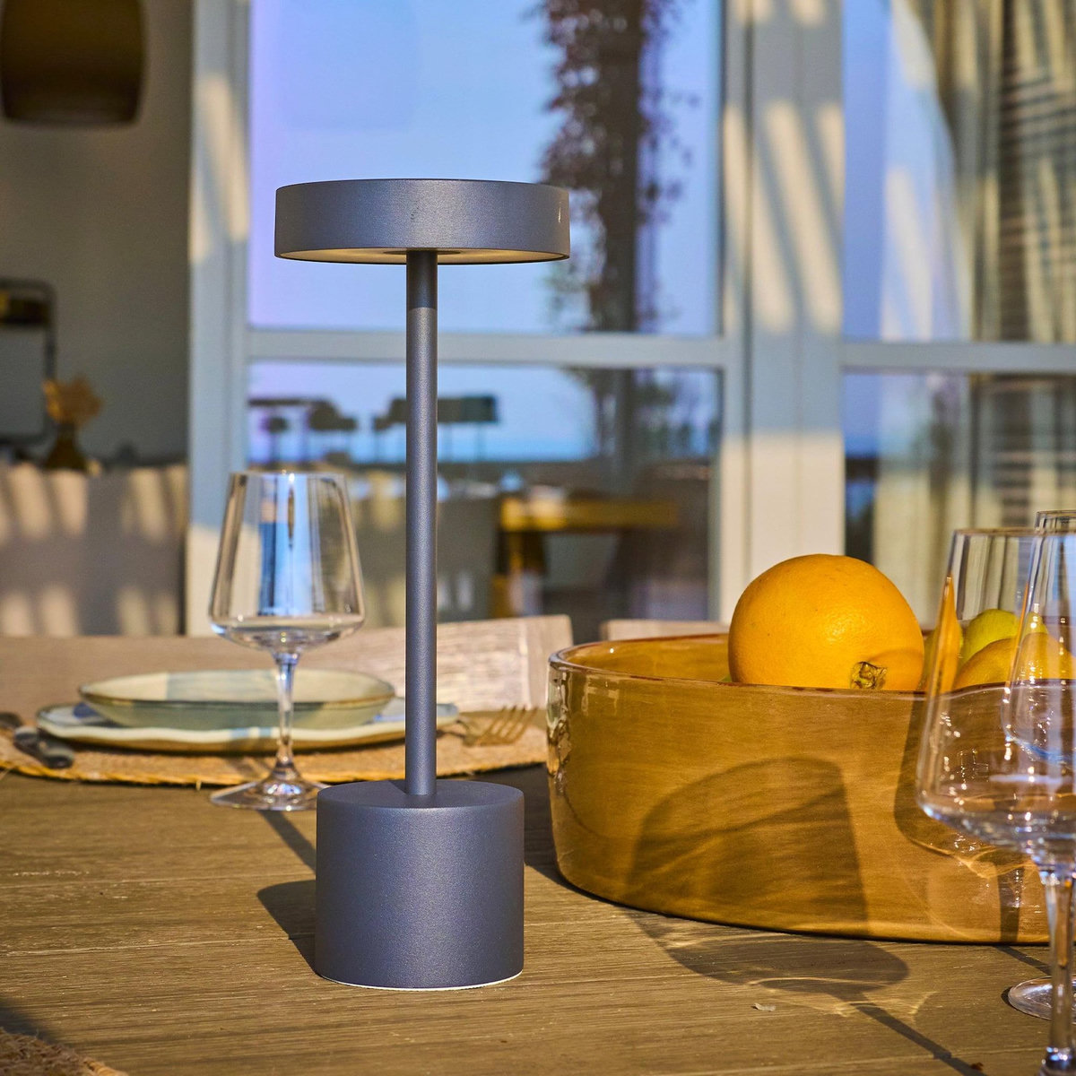 Lumisky Lampe de table sans fil touch LED ROBY Gris Aluminium H30CM