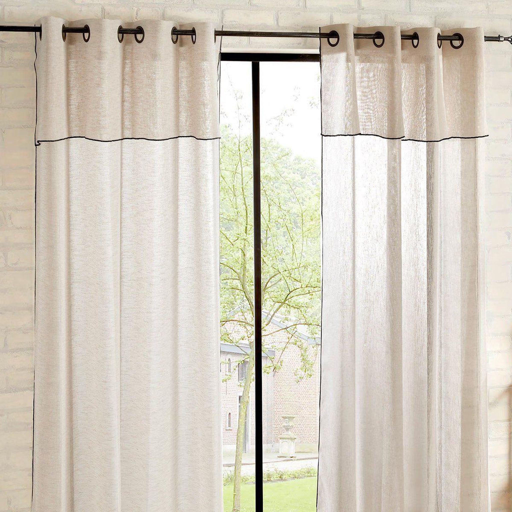 Voir la diapositive 2 : ATMOSPHERA Rideau voilage à oeillets  fred  140x240cm beige lin