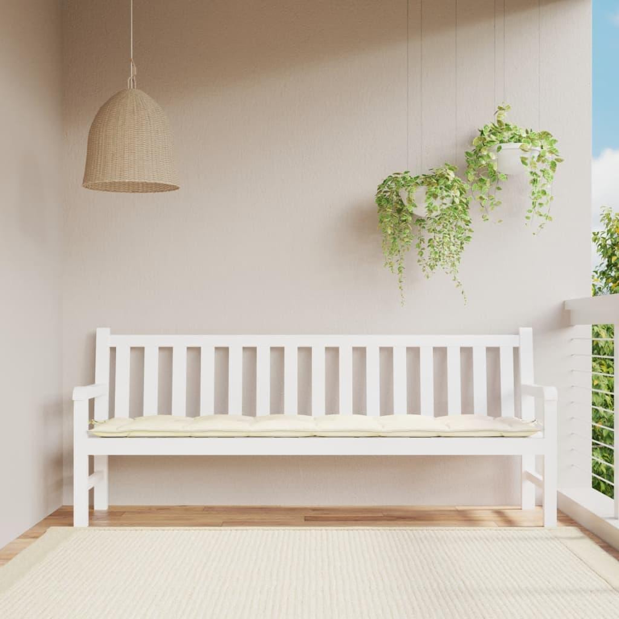 VIDAXL Coussin de banc de jardin creme 200x50x7 cm tissu oxford
