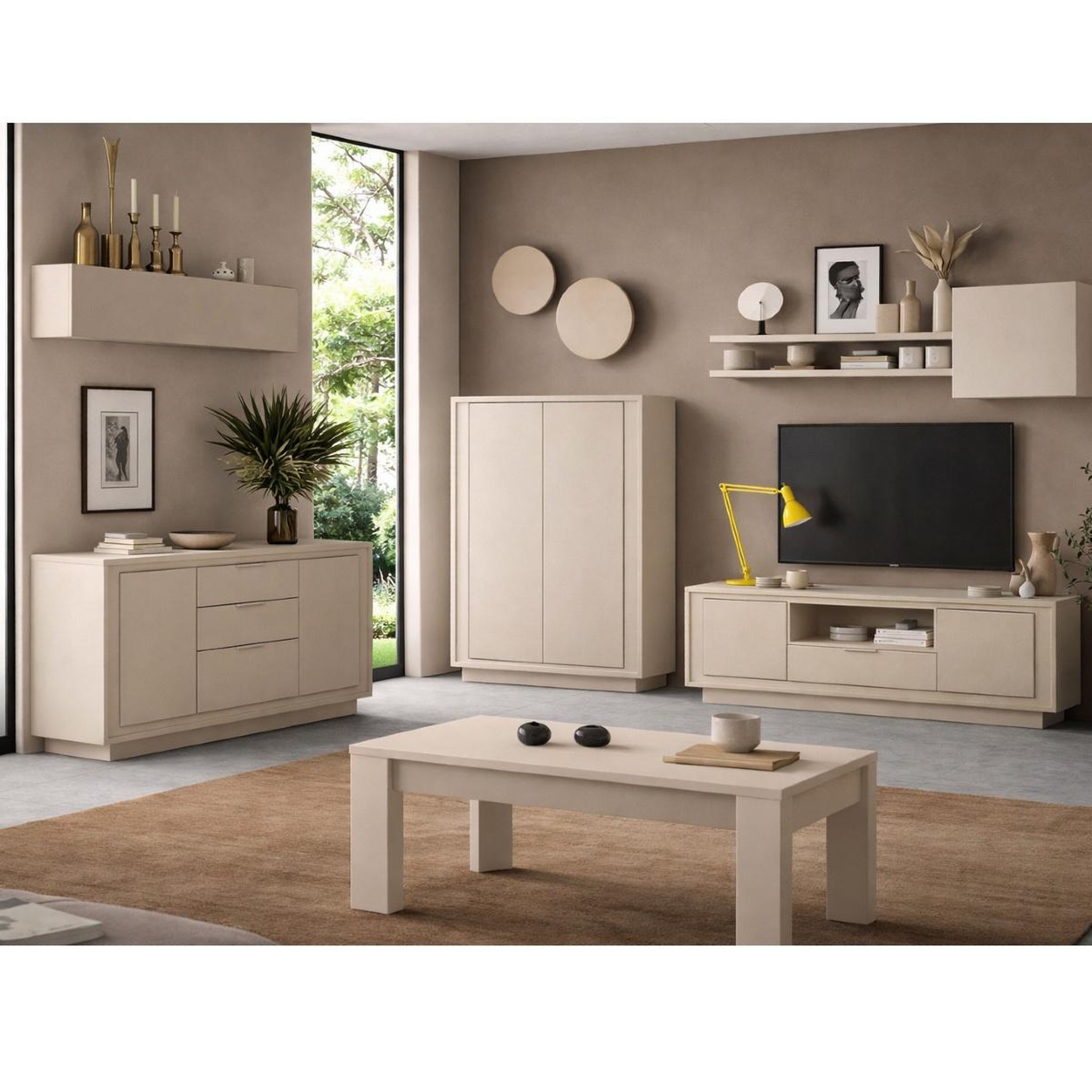 Voir la diapositive 5 : JLC KREATION Argentier-bar 2 portes chic et design coloris beige yori