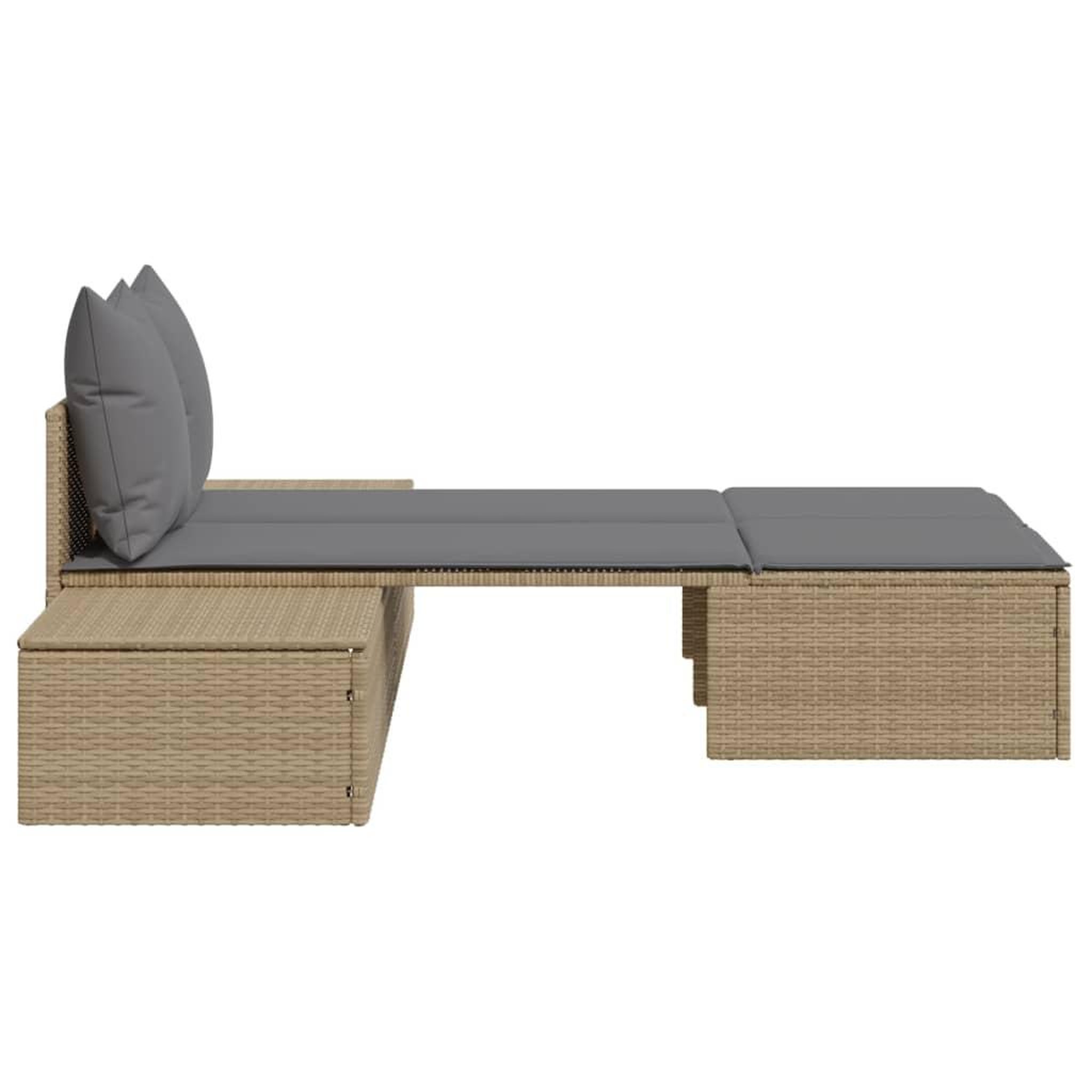 Voir la diapositive 5 : VIDAXL Chaise longue double avec coussins beige resine tressee