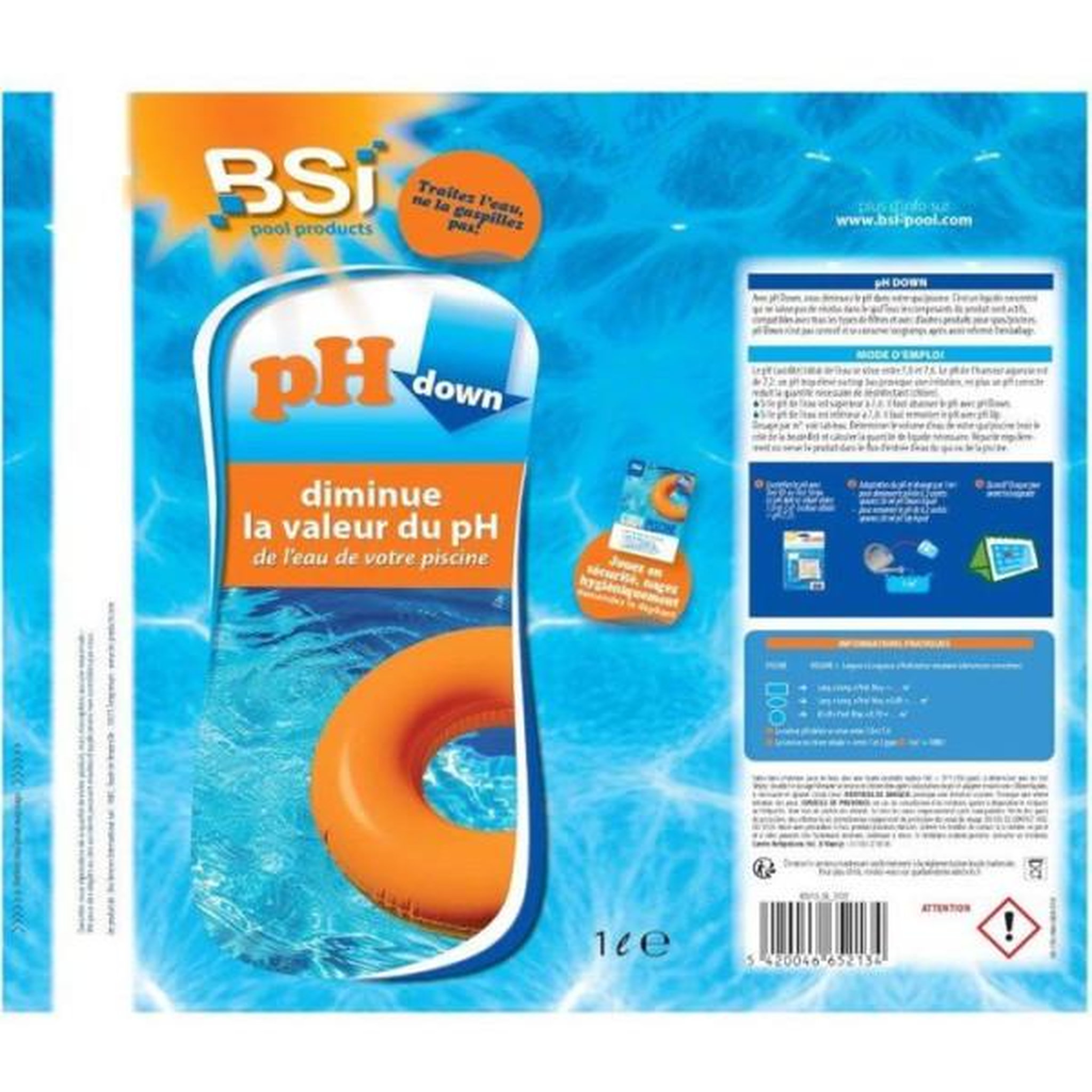 Voir la diapositive 3 : Bsi Réducteur ph piscine - bsi - ph moins poudre 1 kg - diminue ph - stabilise eau - piscine & spa