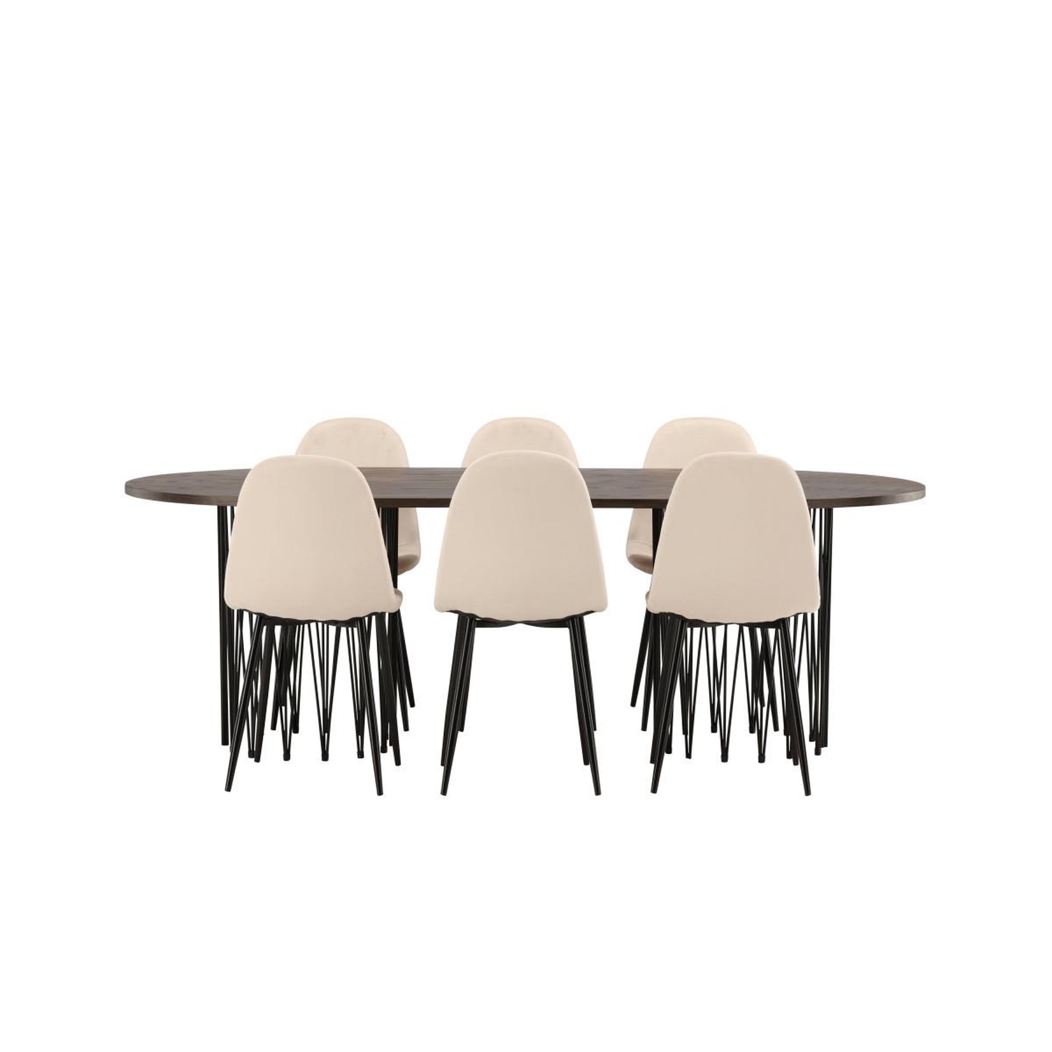 Voir la diapositive 2 : Paris Prix Ensemble table à manger & 6 chaises  stone & polar  220cm beige & moka