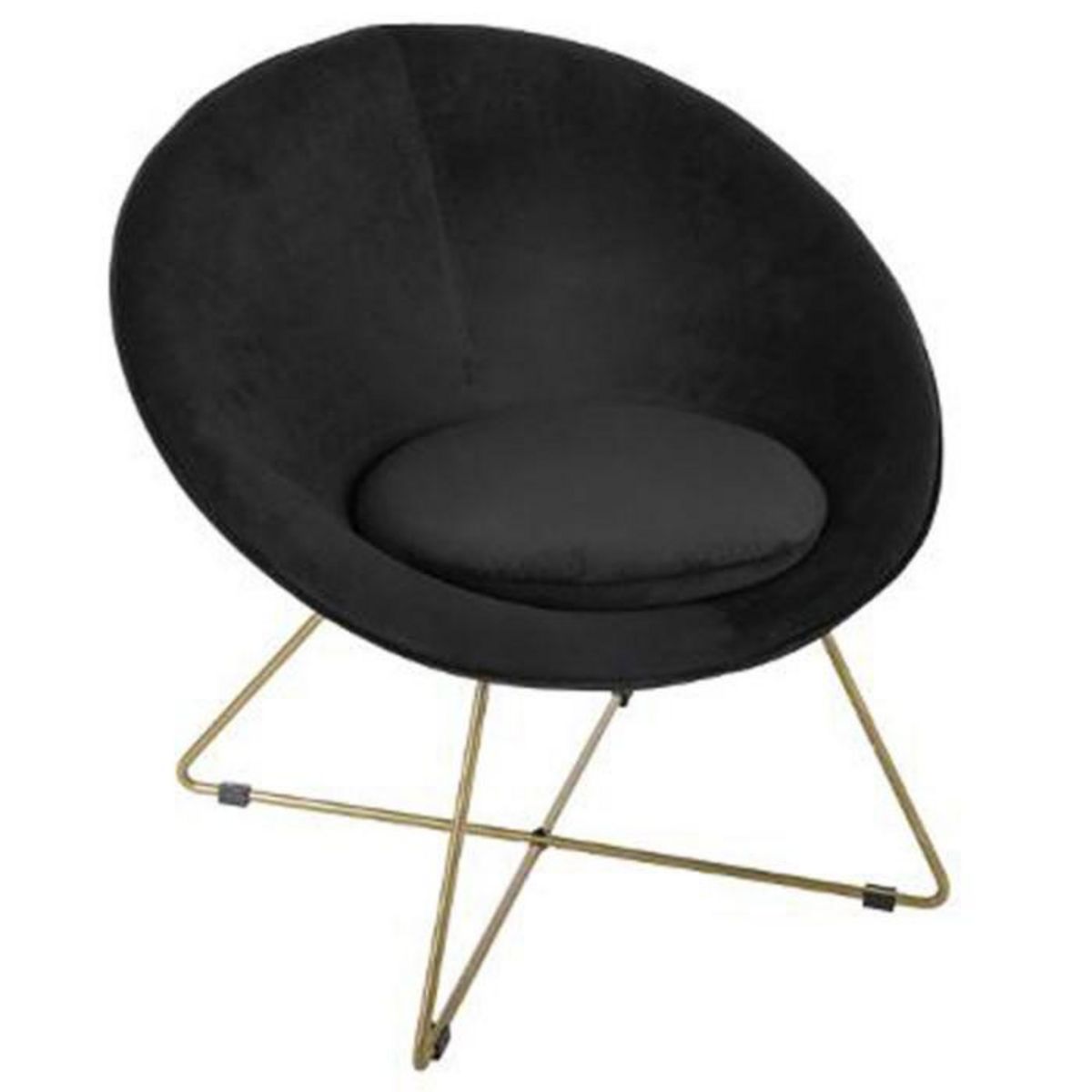 ATMOSPHERA Fauteuil Design en Velours  Gold Evan  76cm Noir