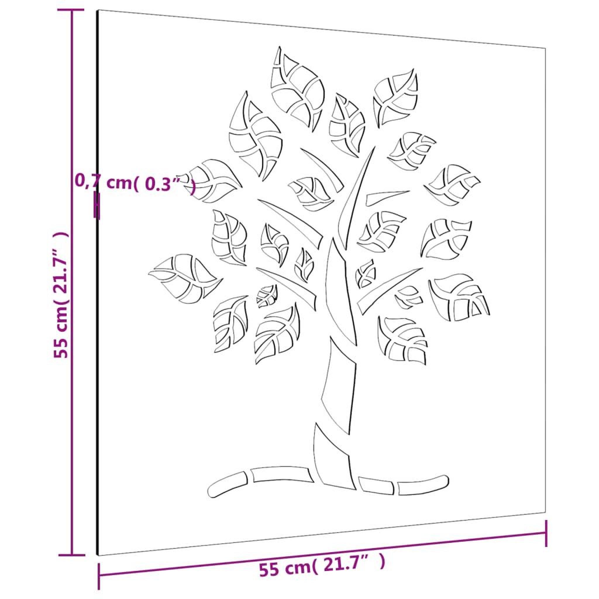 Voir la diapositive 6 : VIDAXL Decoration murale jardin 55x55 cm acier corten design d'arbre