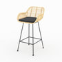 Voir la diapositive 3 : MAISON PAVANE Lot de 2 chaises pour îlot central 66 cm en rotin et tissu noir-Pops