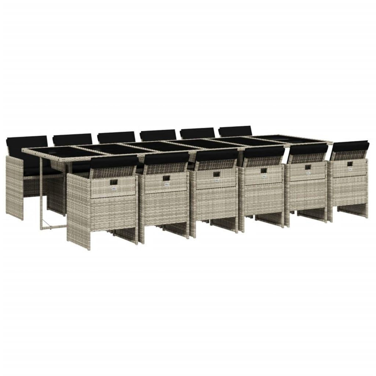 VIDAXL Ensemble a manger de jardin et coussins 13 pcs gris clair rotin