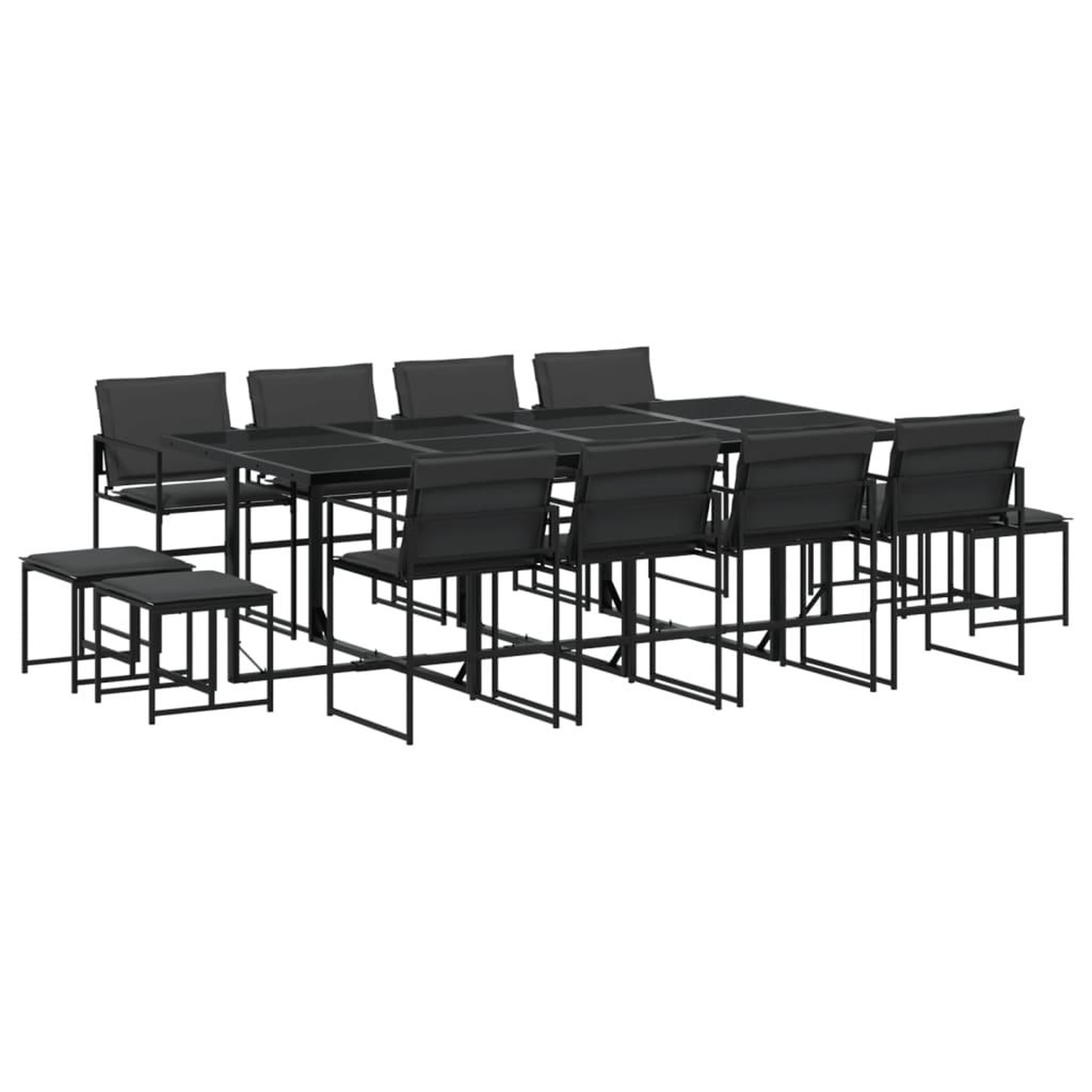 Voir la diapositive 2 : VIDAXL Ensemble a manger de jardin avec coussins 13 pcs noir textilene
