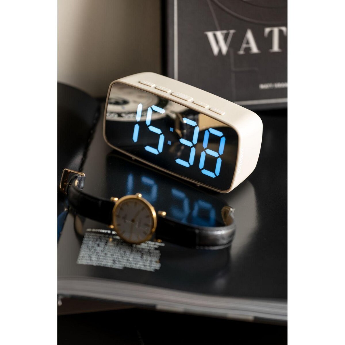 Karlsson Réveil Silver Mirror LED