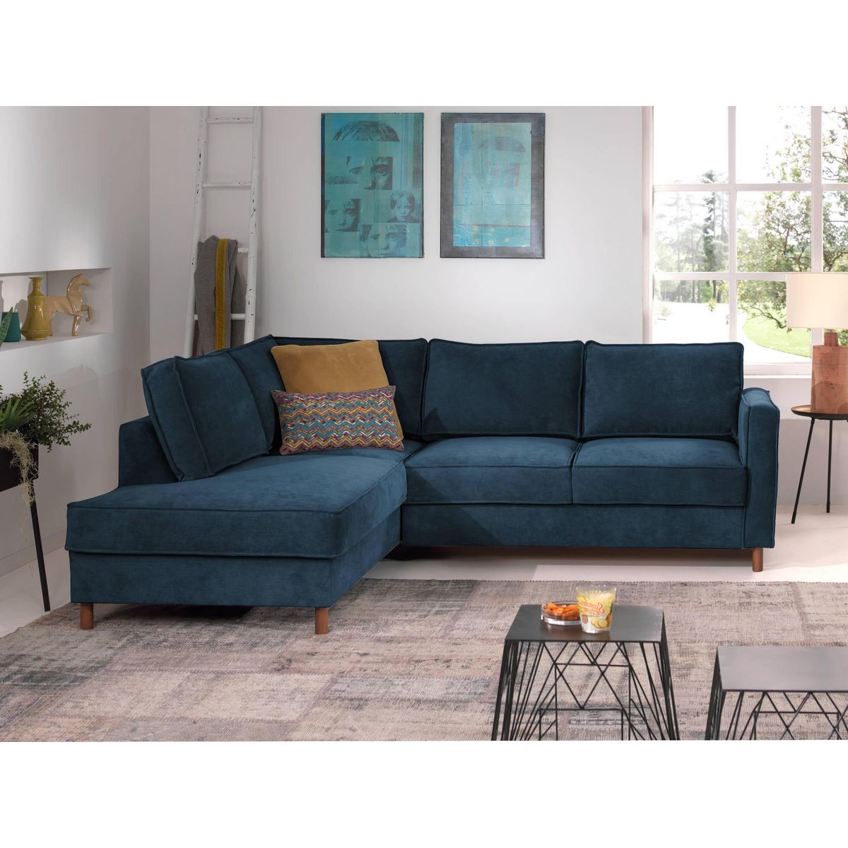 LISA DESIGN Jake - canapé d'angle gauche - convertible - 5 places - en velours côtelé