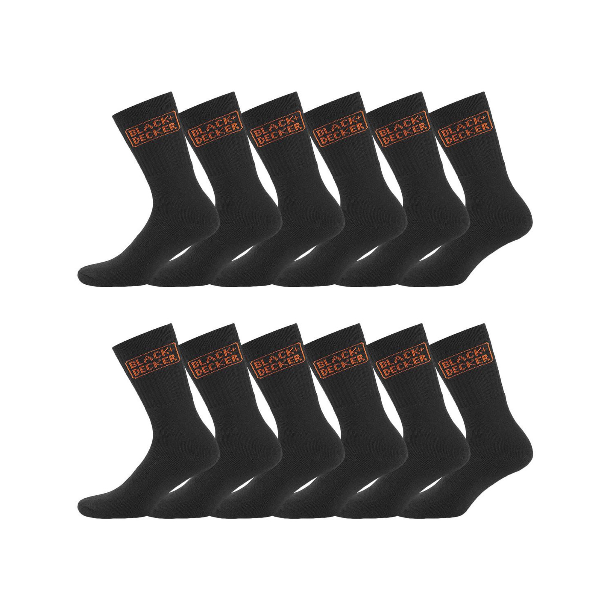Black et Decker Lot de 12 paires de chaussettes haute de travail tekl. Coloris disponibles : Noir