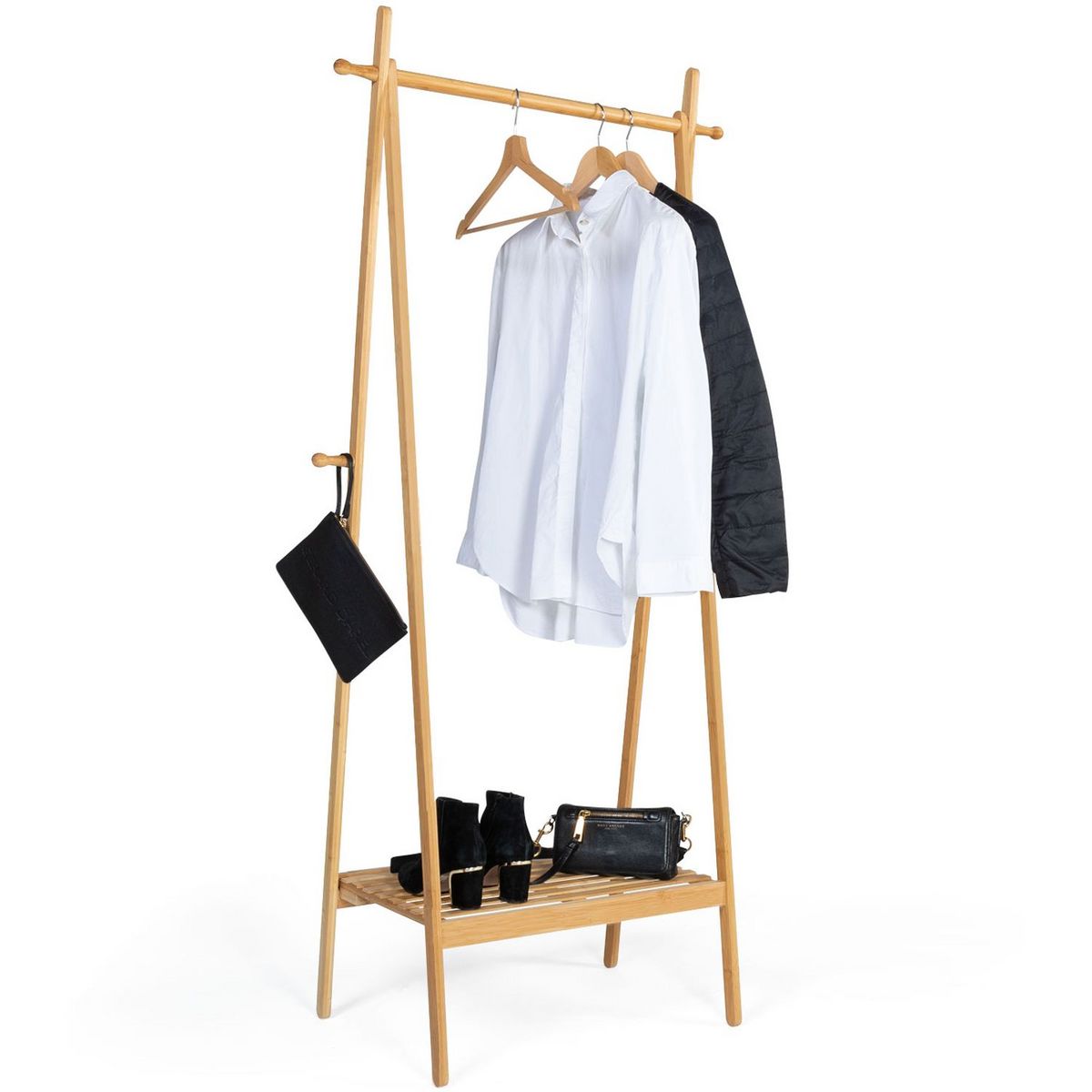 Portant pliable avec étagère en bambou MAOA