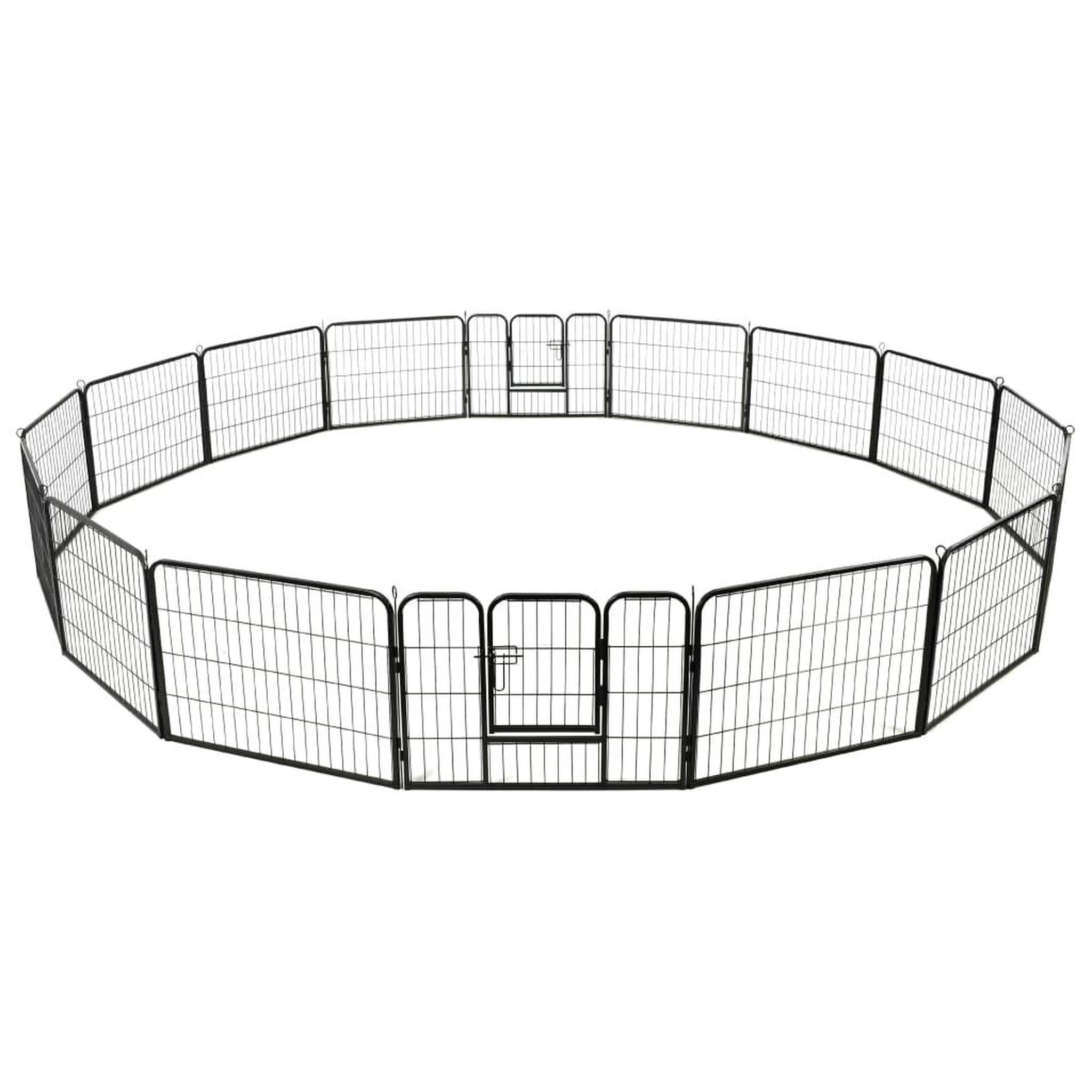 Voir la diapositive 4 : VIDAXL Parc pour chiens 16 panneaux Acier 60 x 80 cm Noir