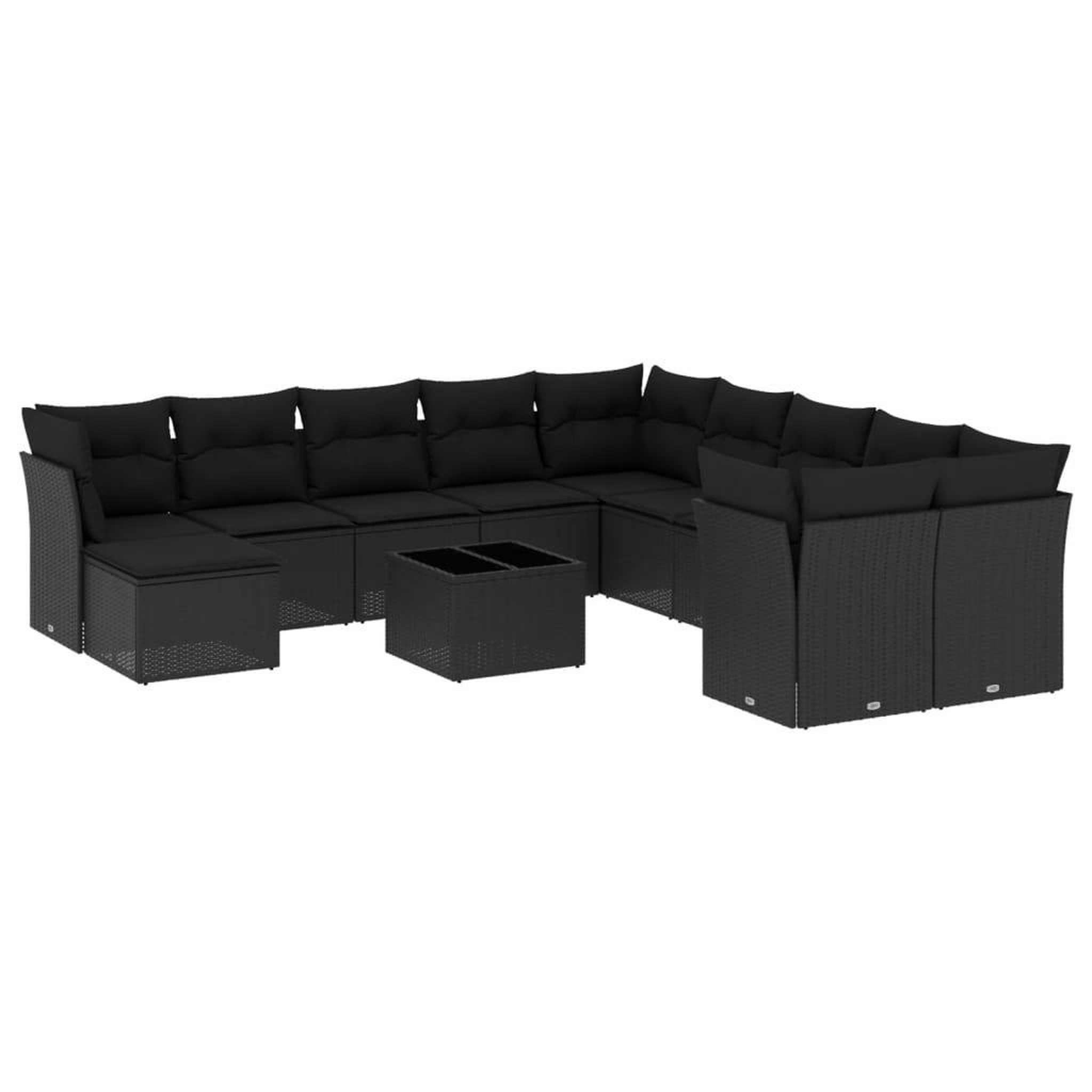 Voir la diapositive 2 : VIDAXL Salon de jardin 12 pcs avec coussins noir resine tressee