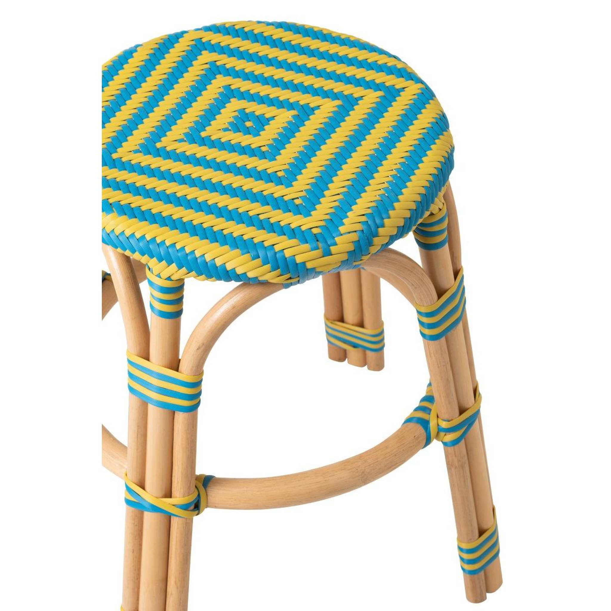 Voir la diapositive 3 : J-LINE Tabouret en rotin  geo  46cm jaune & bleu