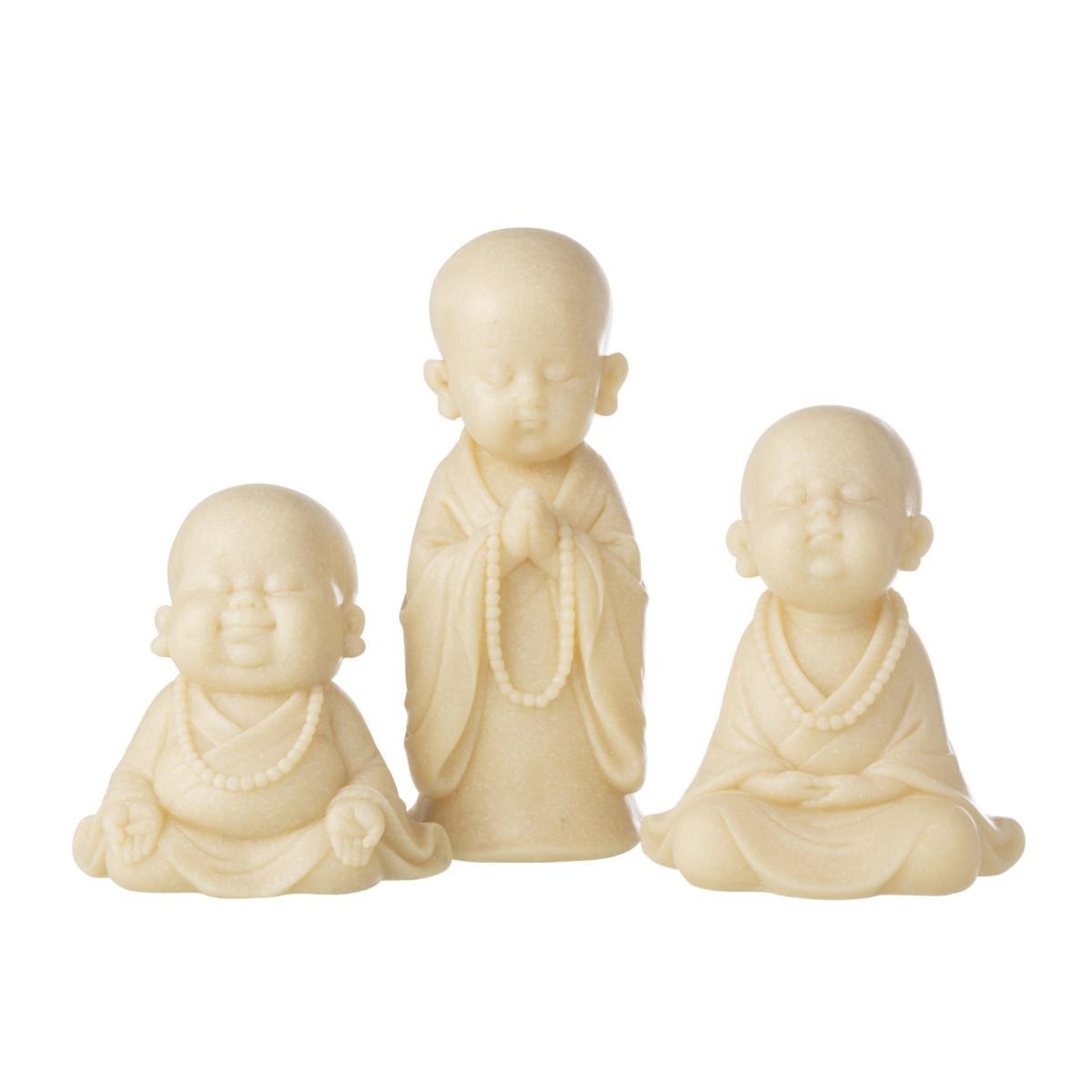 Voir la diapositive 4 : J-LINE Statuette déco moine priant  bodhi  32cm jaune