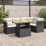 VIDAXL Salon de jardin 6 pcs avec coussins noir resine tressee