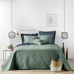 Paris Prix Couvre-Lit & 2 Housses de Coussin  Romane  220x240cm Vert Cèdre
