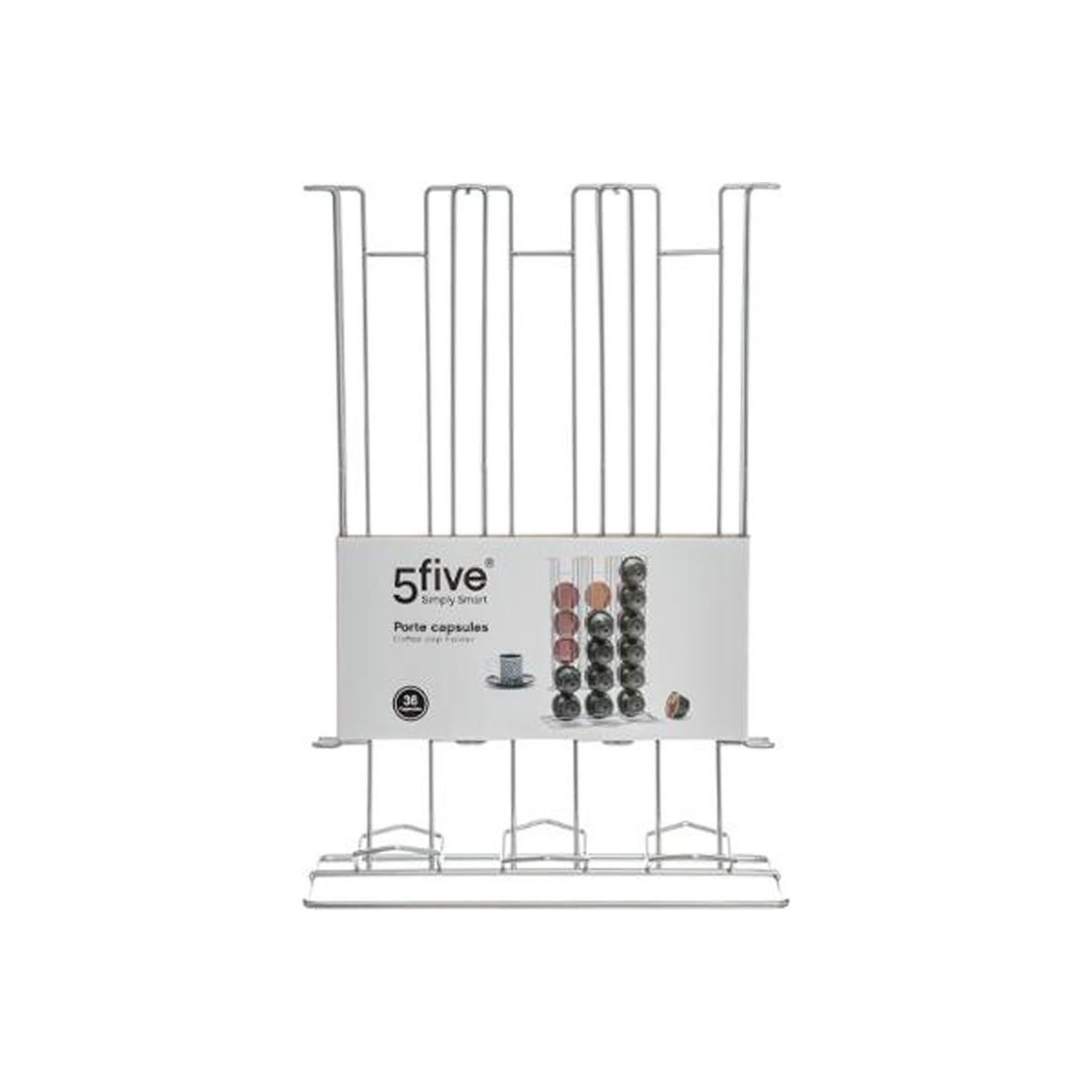Voir la diapositive 3 : FIVE Porte 36 capsules  coffee  31cm argent