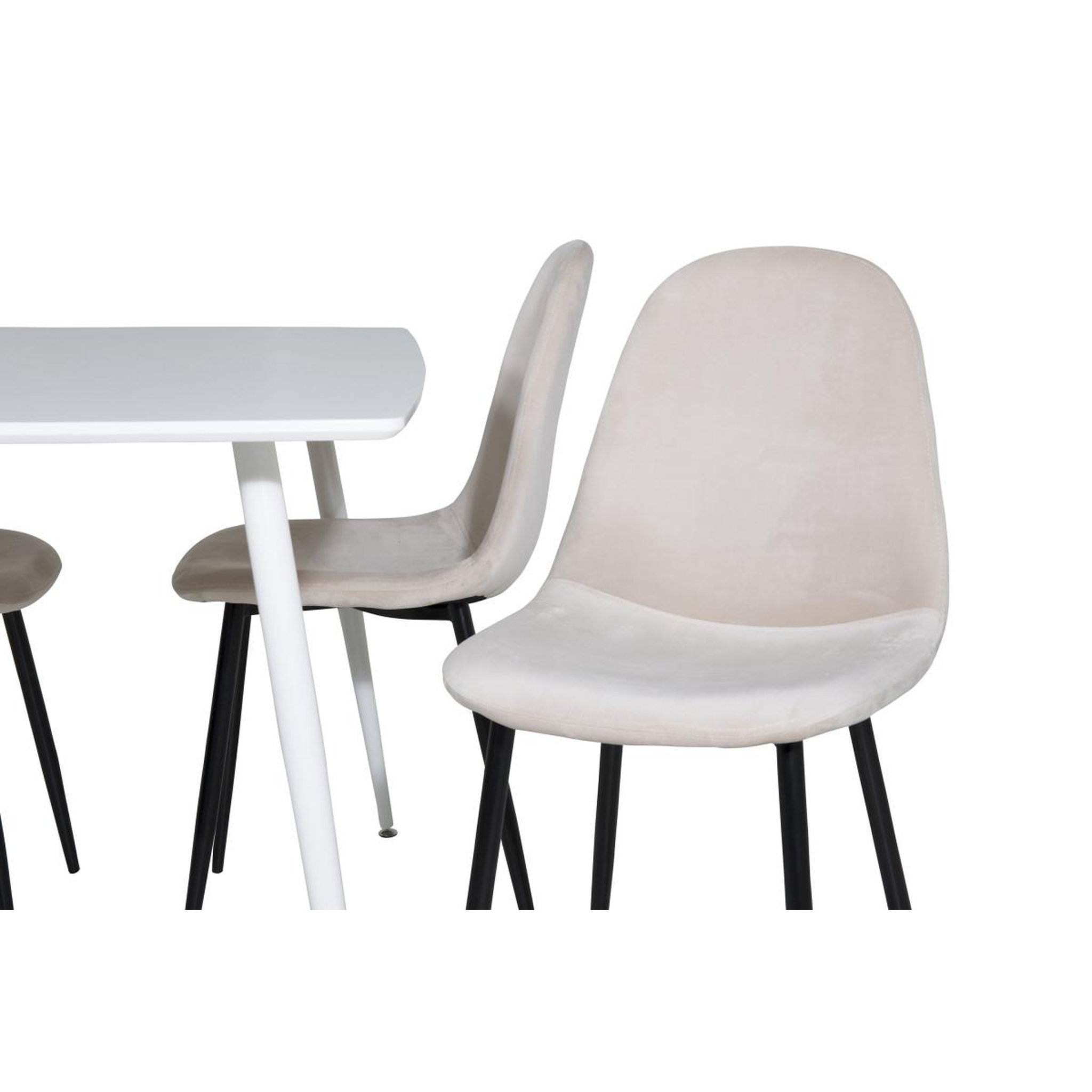 Voir la diapositive 4 : Paris Prix Ensemble table à manger & 4 chaises  polar  120cm blanc & beige