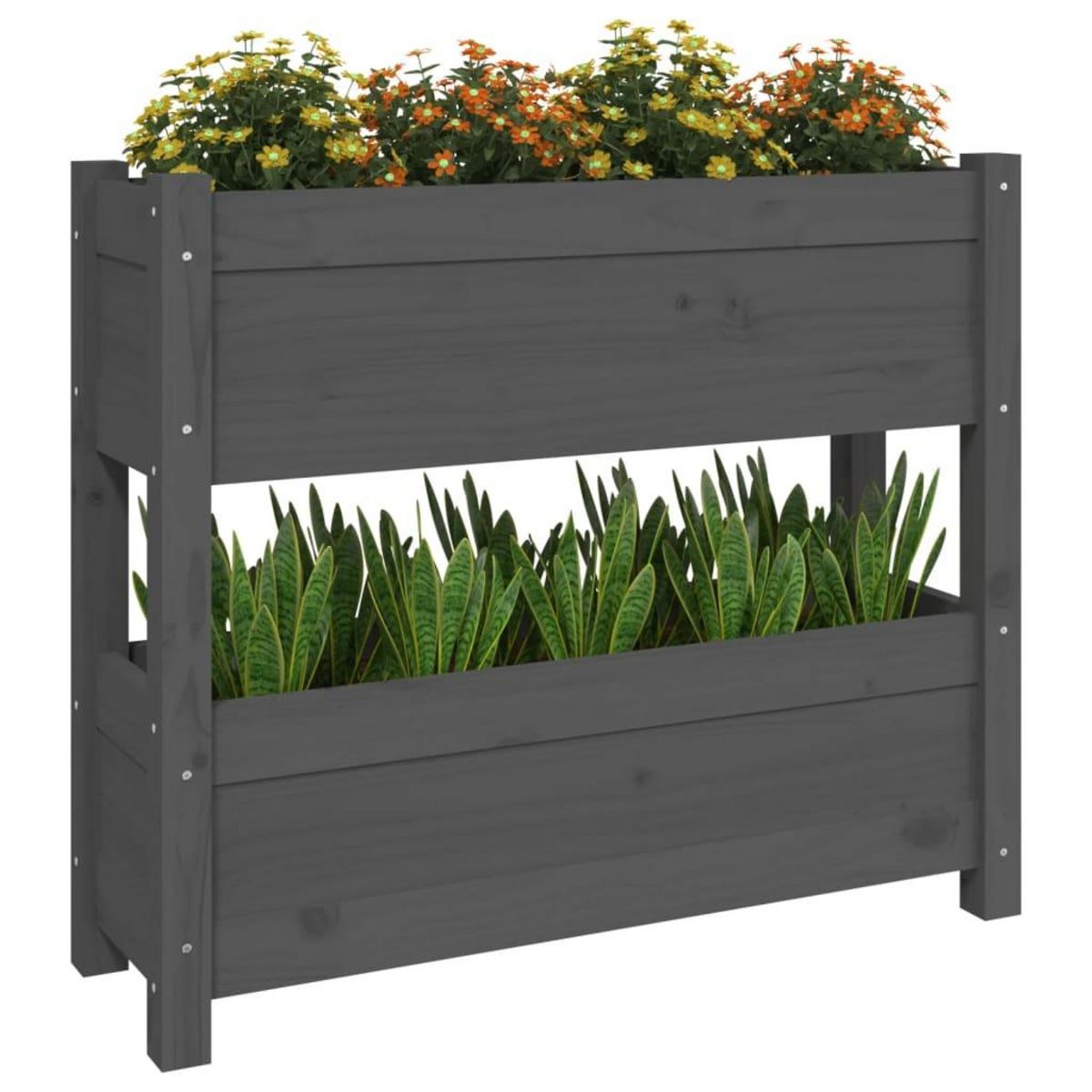 VIDAXL Jardiniere Gris 77x25x66 cm Bois massif de pin