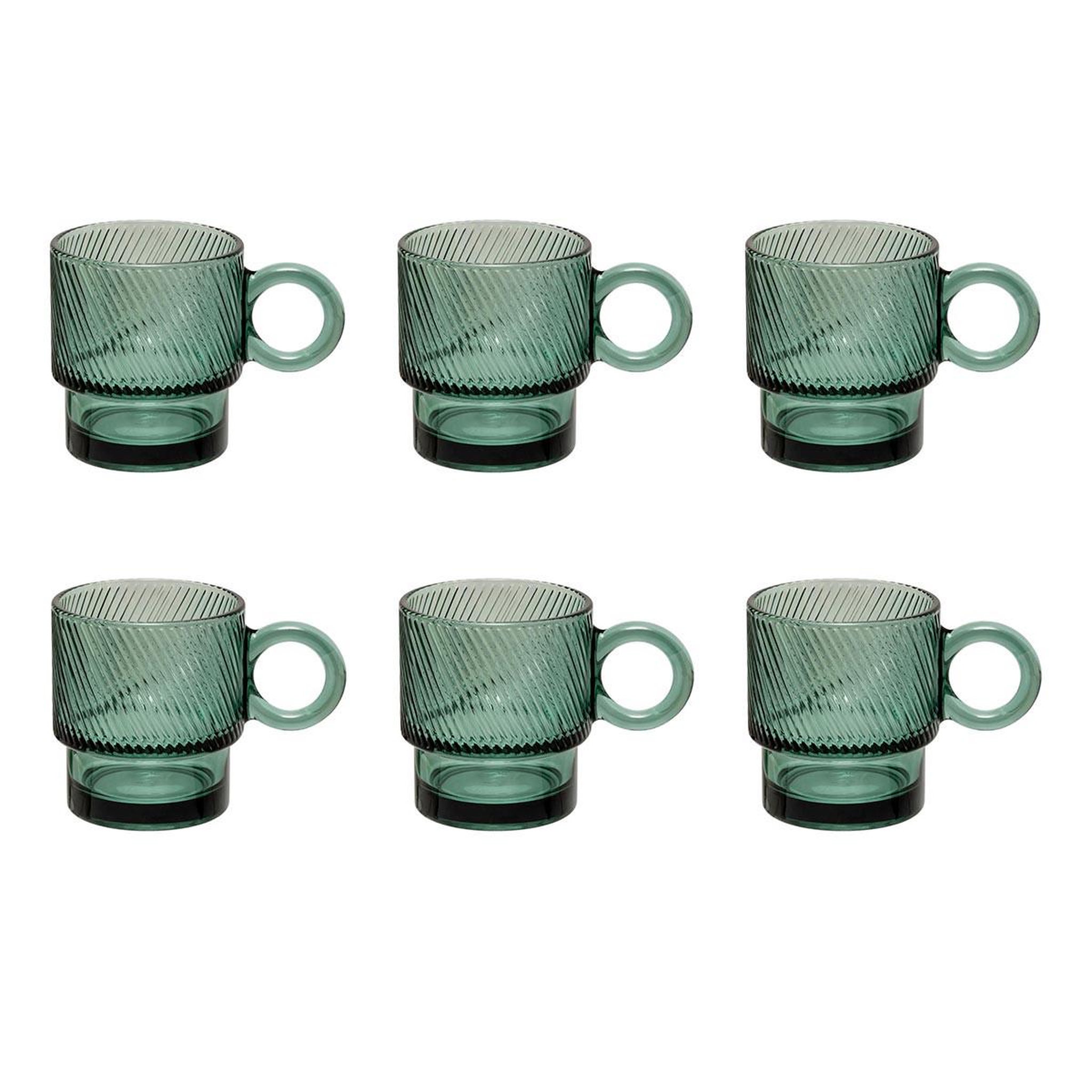 SECRET DE GOURMET Lot de 6 mugs en verre  lorène  30cl émeraude