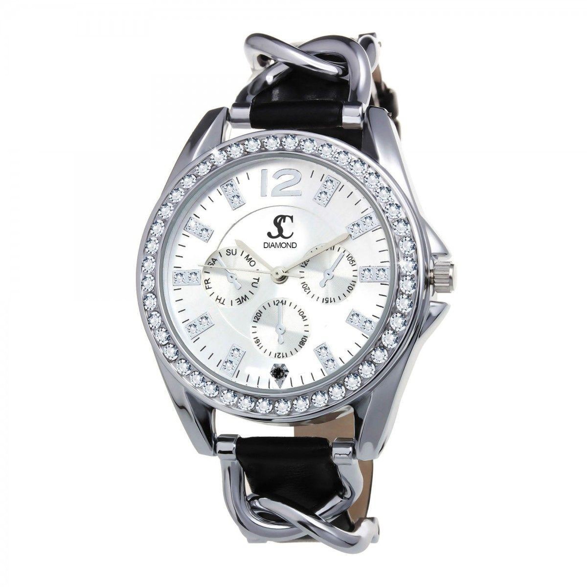 SC CRYSTAL Montre élégante Adèle SC Crystal ornée de 44 cristaux scintillants et d'un véritable diamant