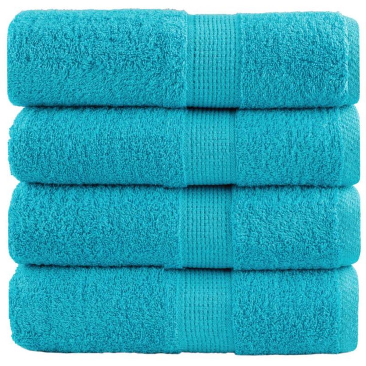 VIDAXL Serviettes de visage de qualité sup. SOLUND 4 pcs turquoise