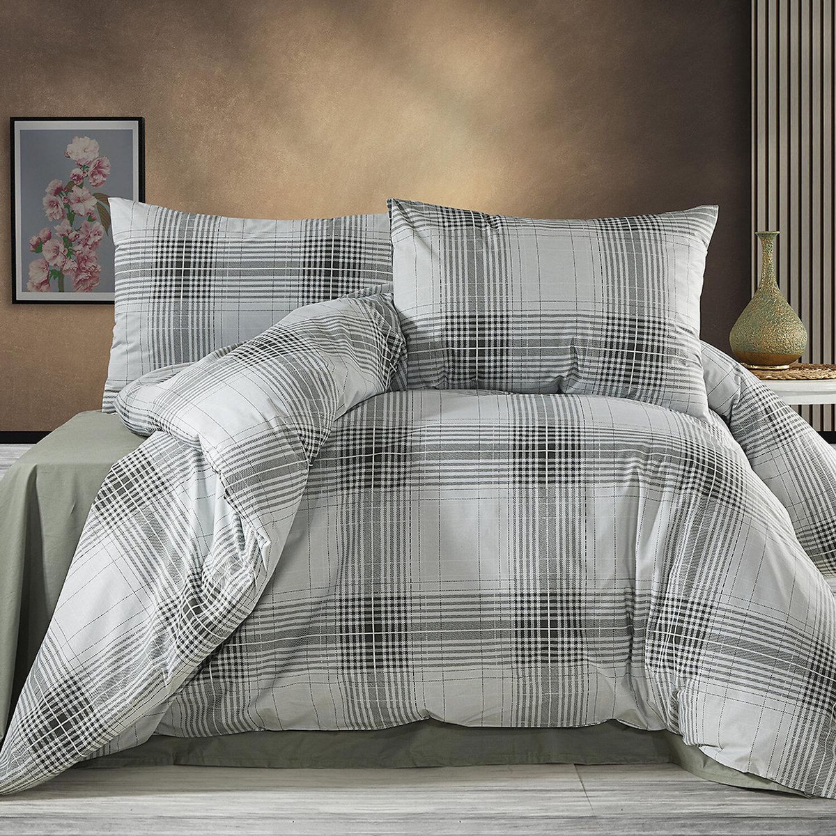 Home collection Parure housse de couette 100% coton 57 fils imprimé Nimakaki