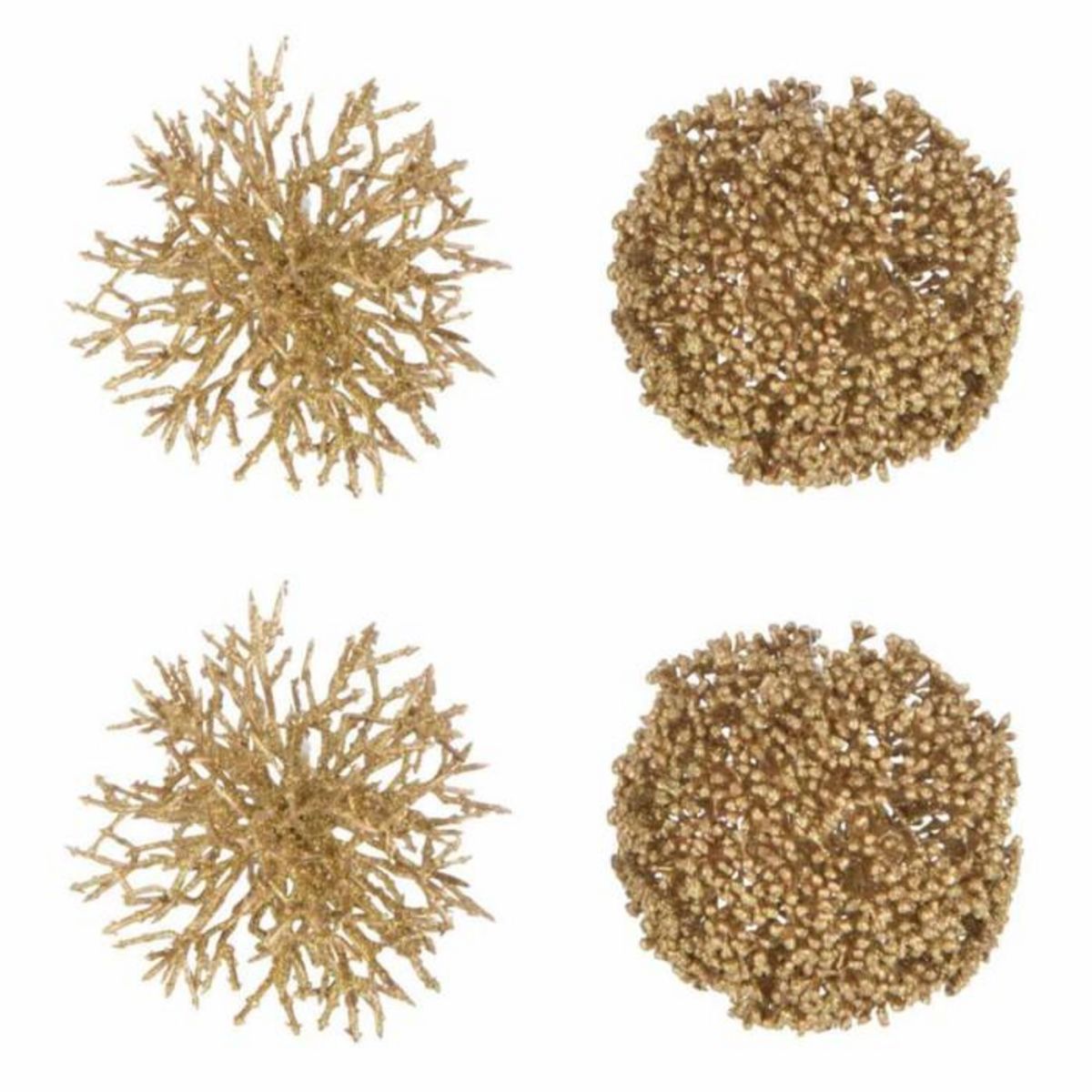 Paris Prix Lot de 4 Boules de Noël  Corail  10cm Or