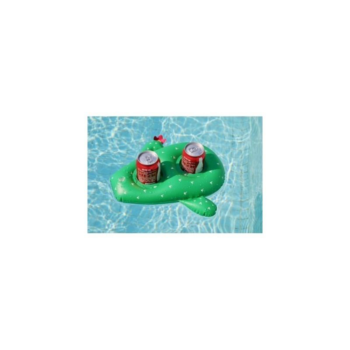 AIRMYFUN Porte Boisson Gonfable pour Piscine ou Plage, Flotteur, Accessoire d'Eau, Capacité 2 boissons - Cactus 34x33cm